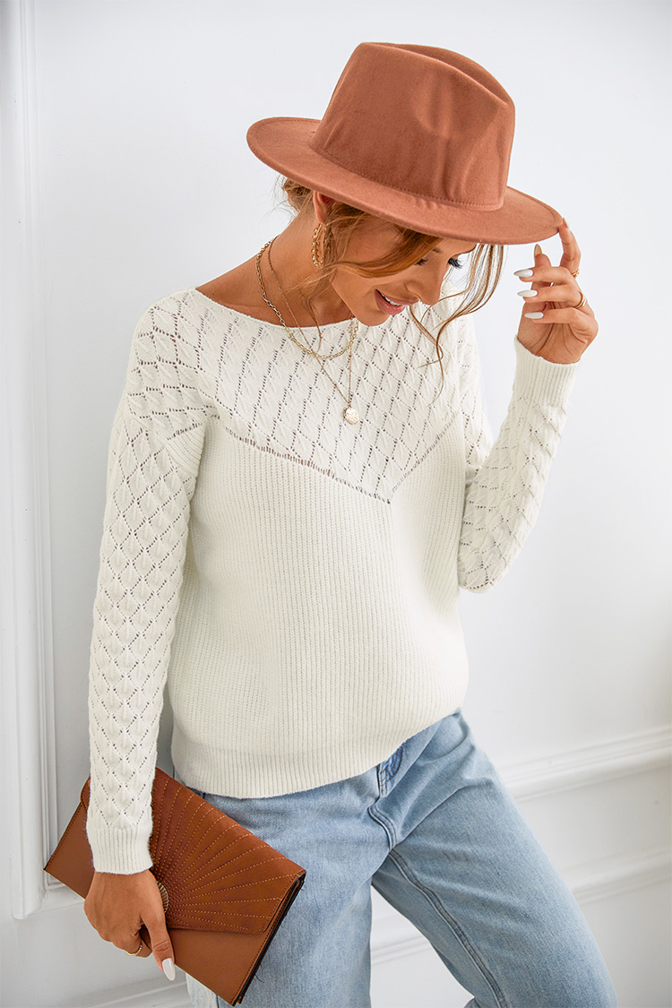 Mabel Pointelle Knit Cutout Sweater