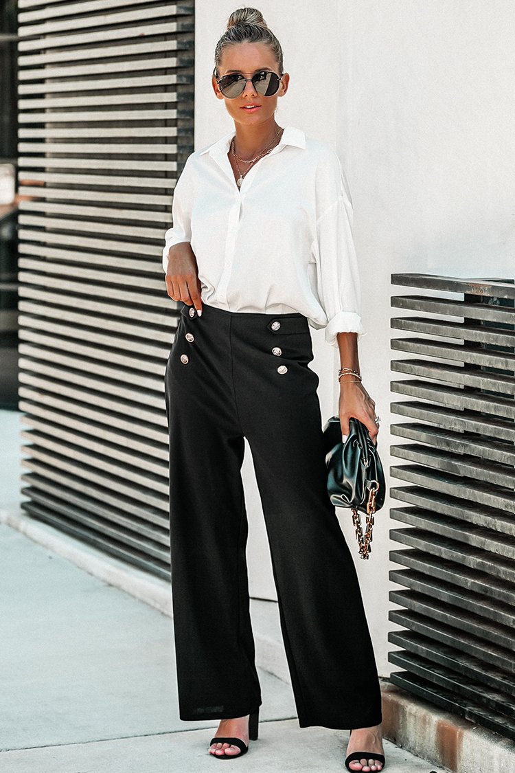 Hit Play Double-Breasted Wide Leg Trouser Pants