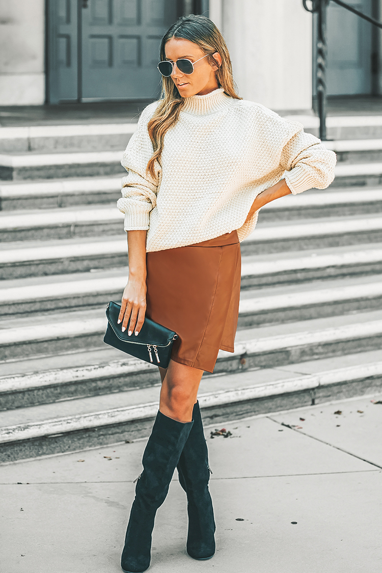 Avila Faux Leather Wrap Skirt