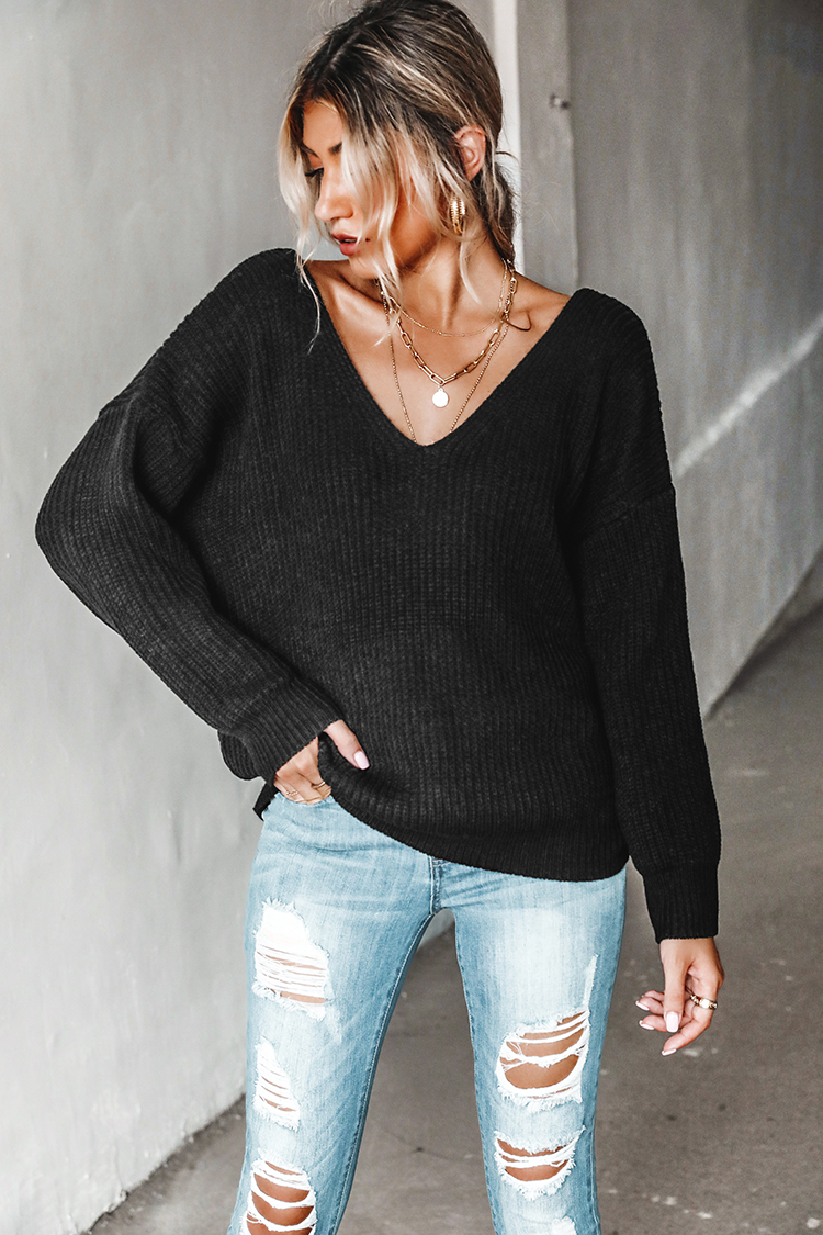 Rainy Day Oversized V-Neck Sweater