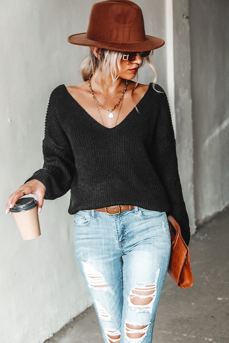 Rainy Day Oversized V-Neck Sweater