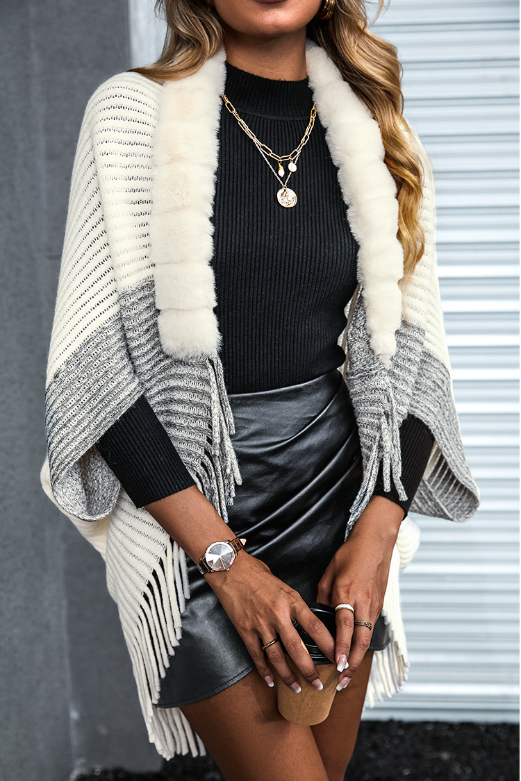 Blue Sky Striped Pom Pom Cardigan