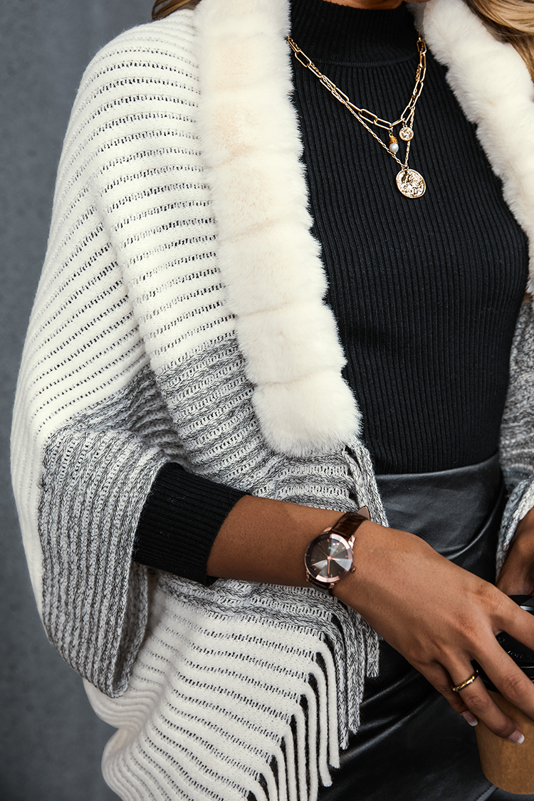Blue Sky Striped Pom Pom Cardigan