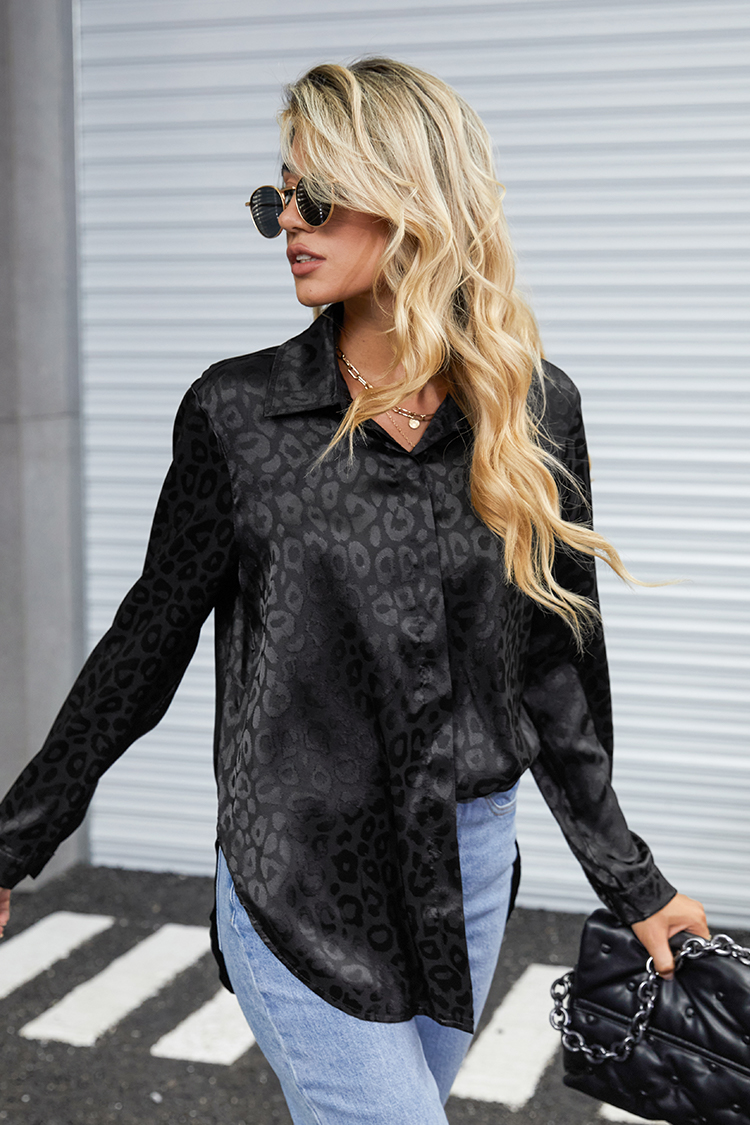 Avianna Leopard Print Satin Shirt