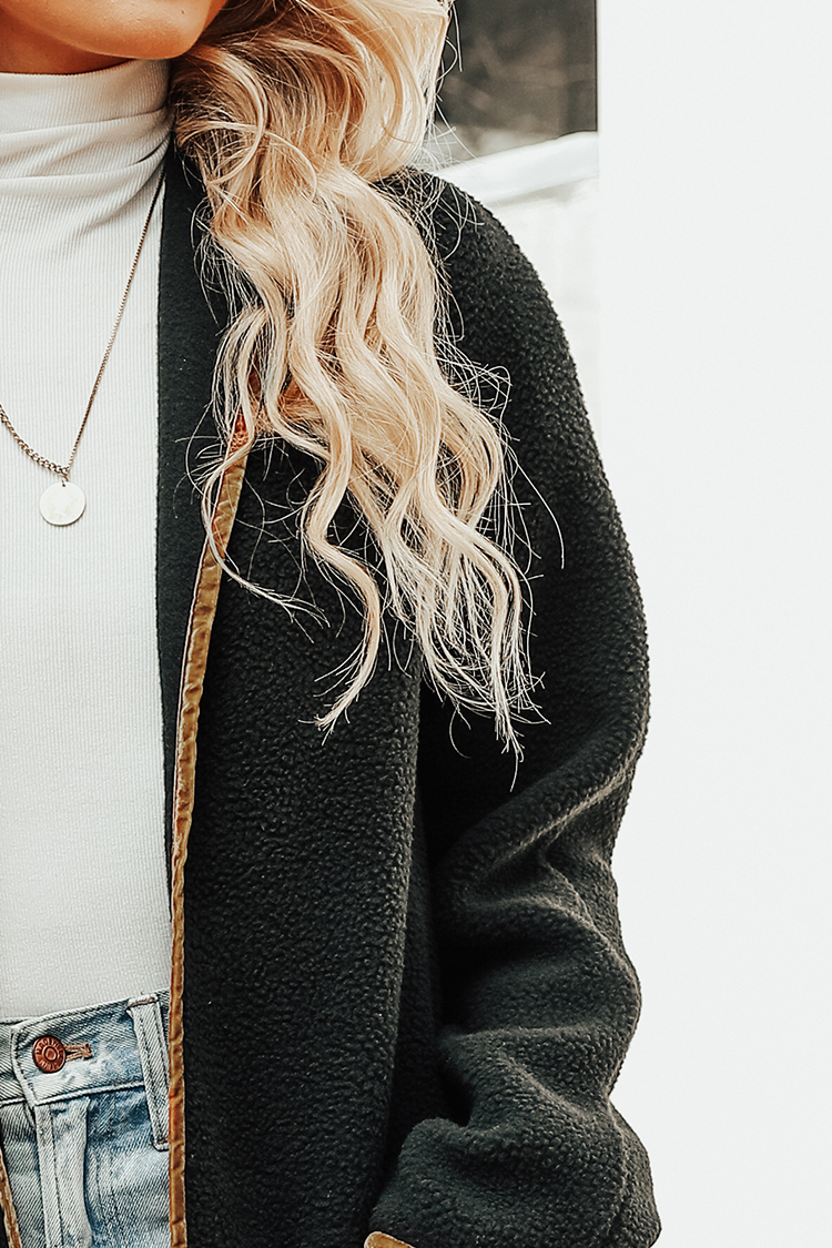 Kira Faux Shearling Contrast Trim Coat
