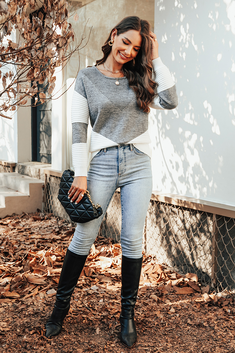 Elvina Colorblock Ribbed Sweater
