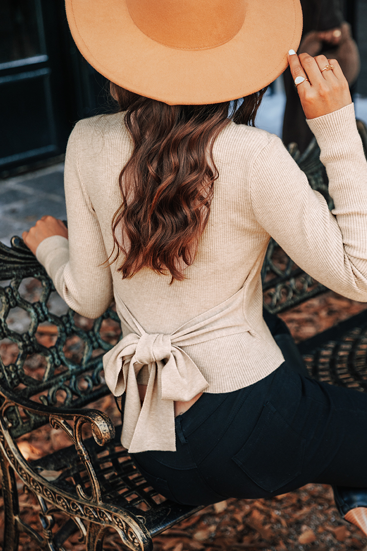 Erna Ribbed Tie Back Sweater