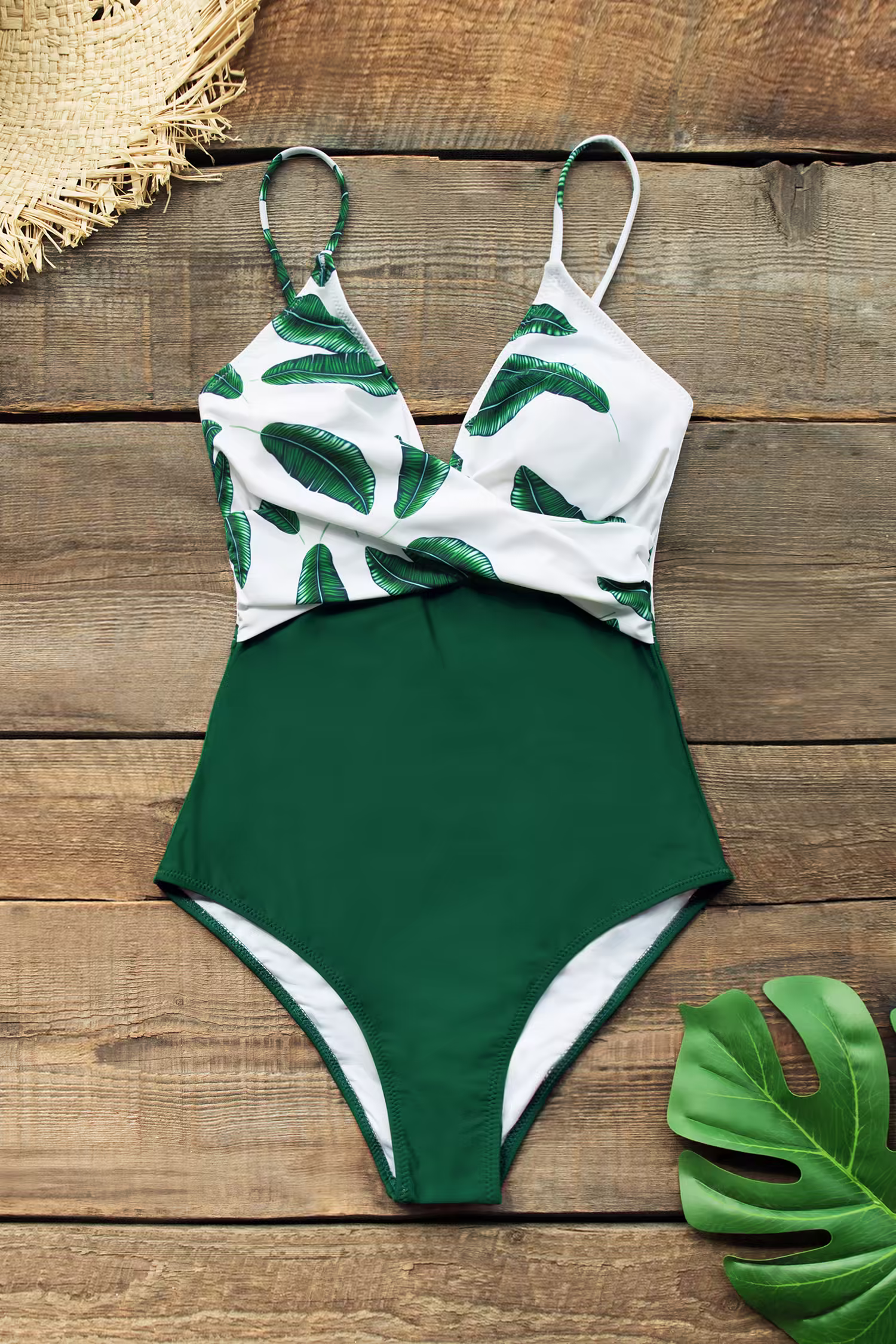 Banana Leaf Twist-Front One Piece Swimsuit
