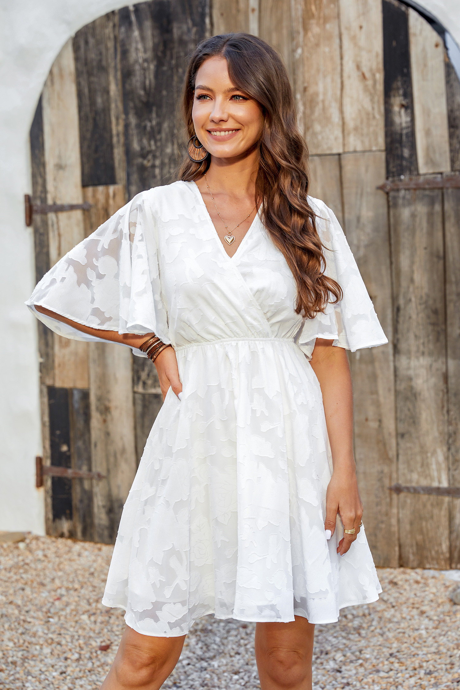 Alyson Floral Jacquard Flowy Mini Dress