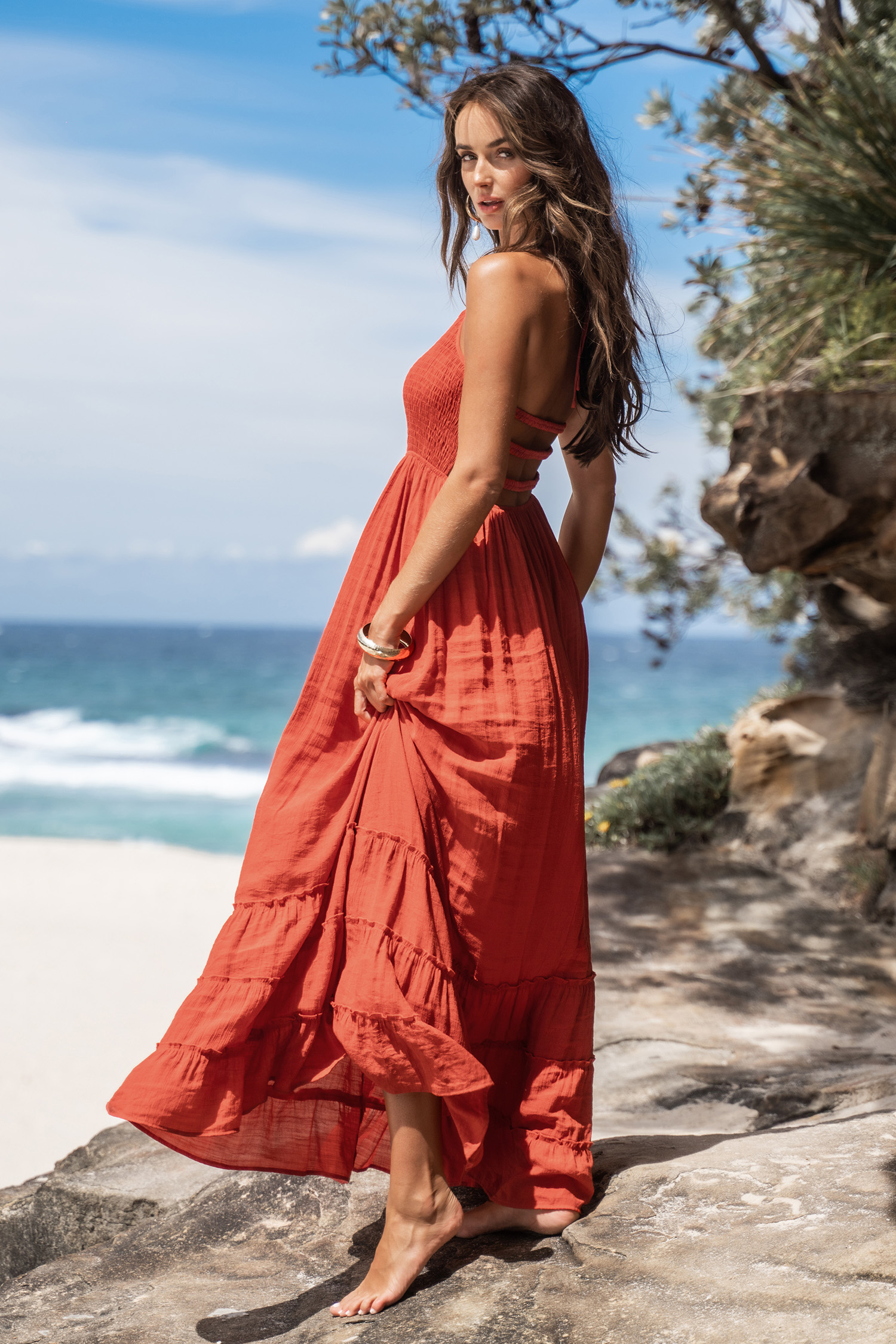 Halter Smocked Maxi Dress