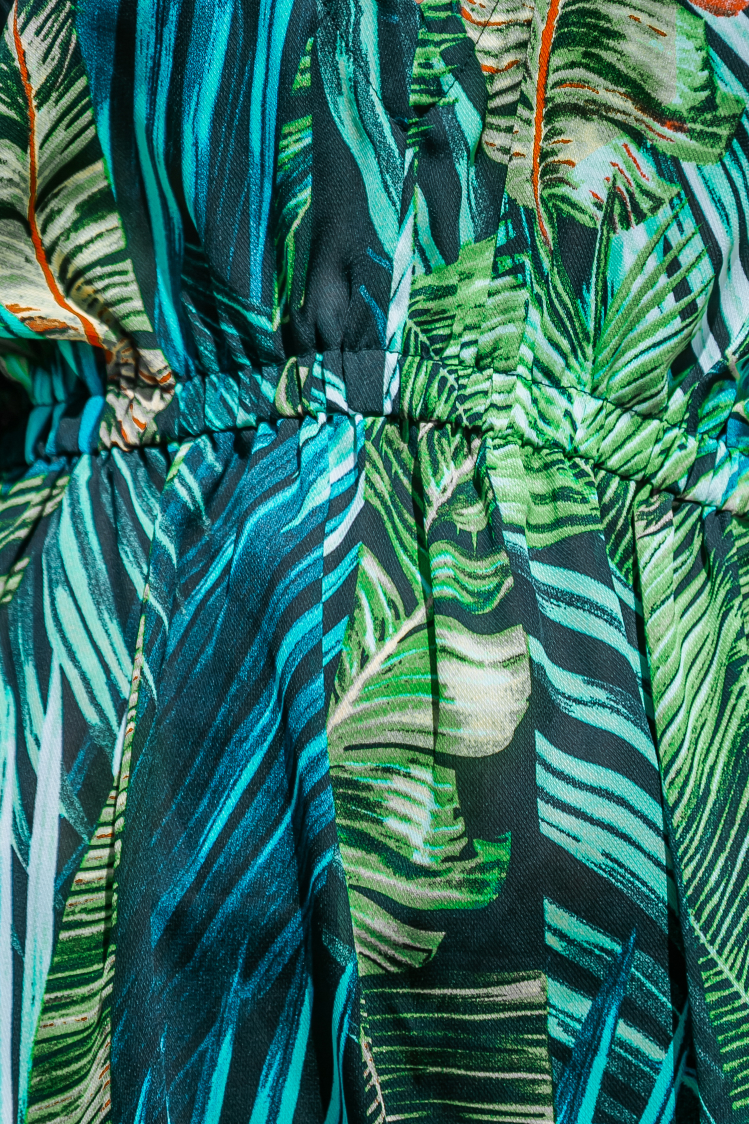 Tropical Leaf Print Mini Dress