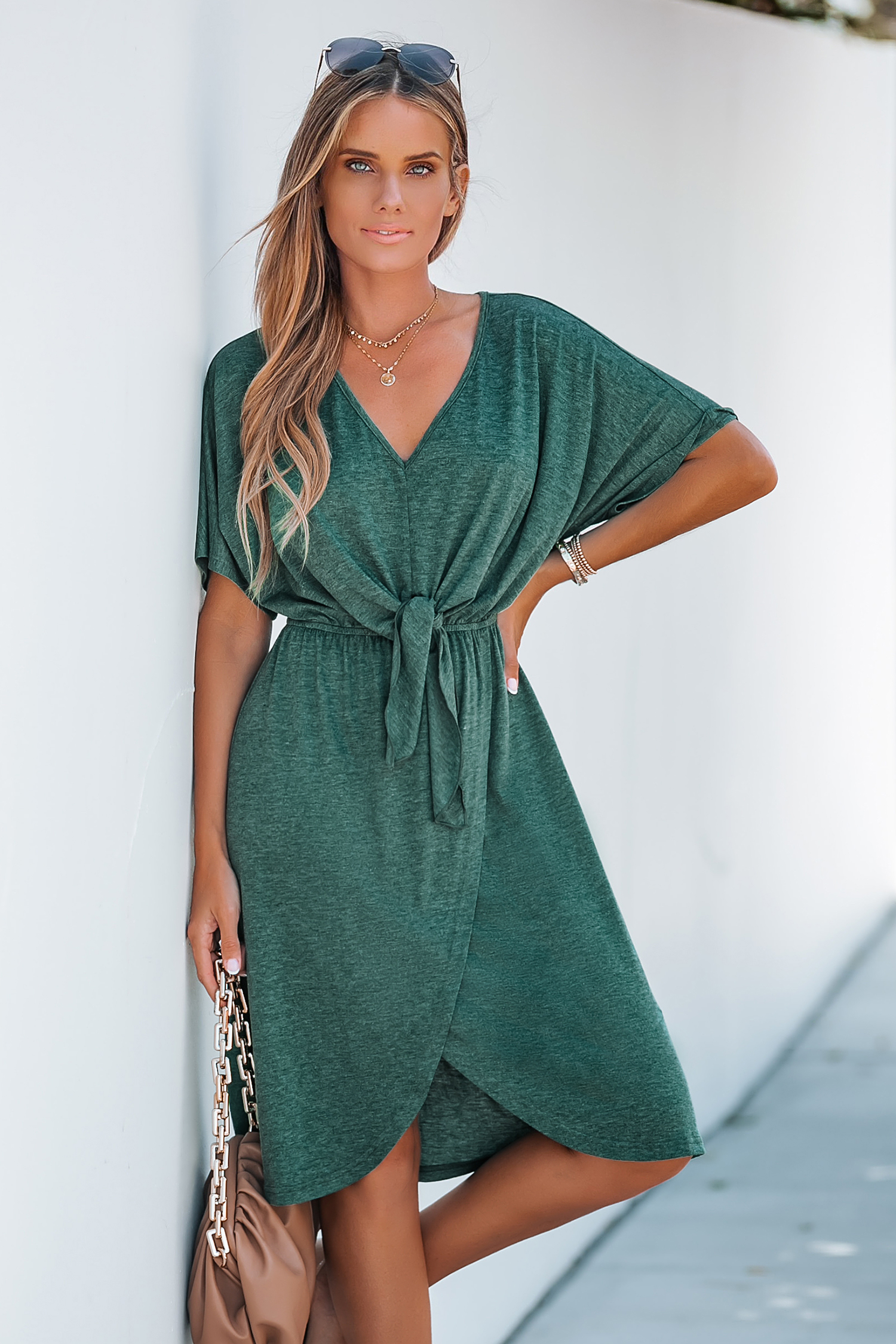 Bow V-Neck Mini Dress