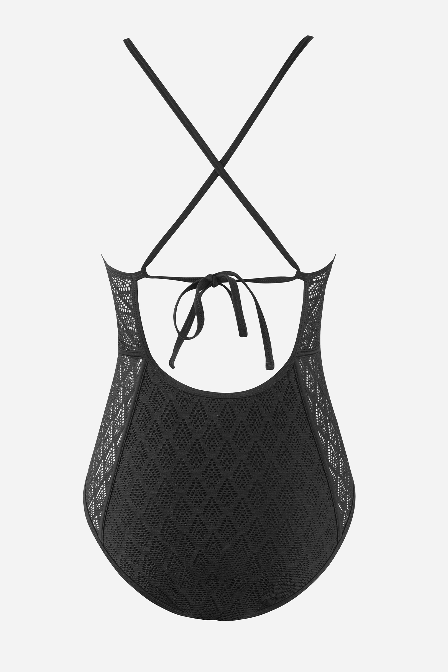 Lace Cutout Tie Back One Piece Swimsuit