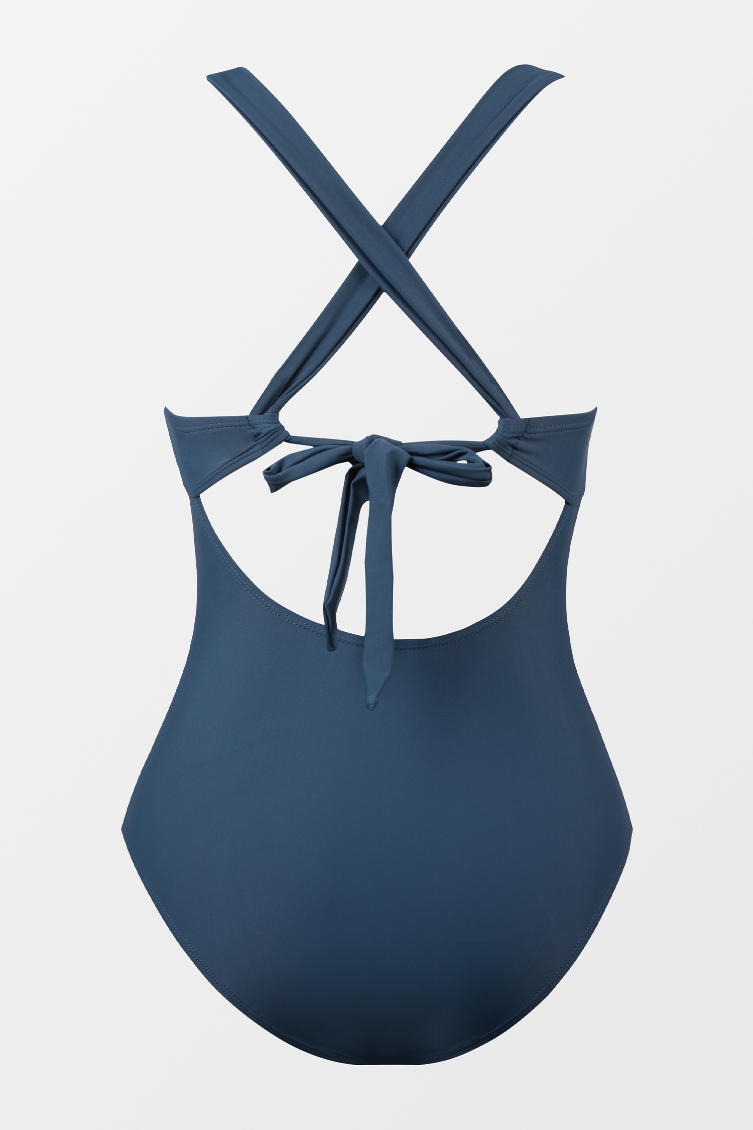 Midnight Blue Shirred Cross Back One Piece Swimsuit