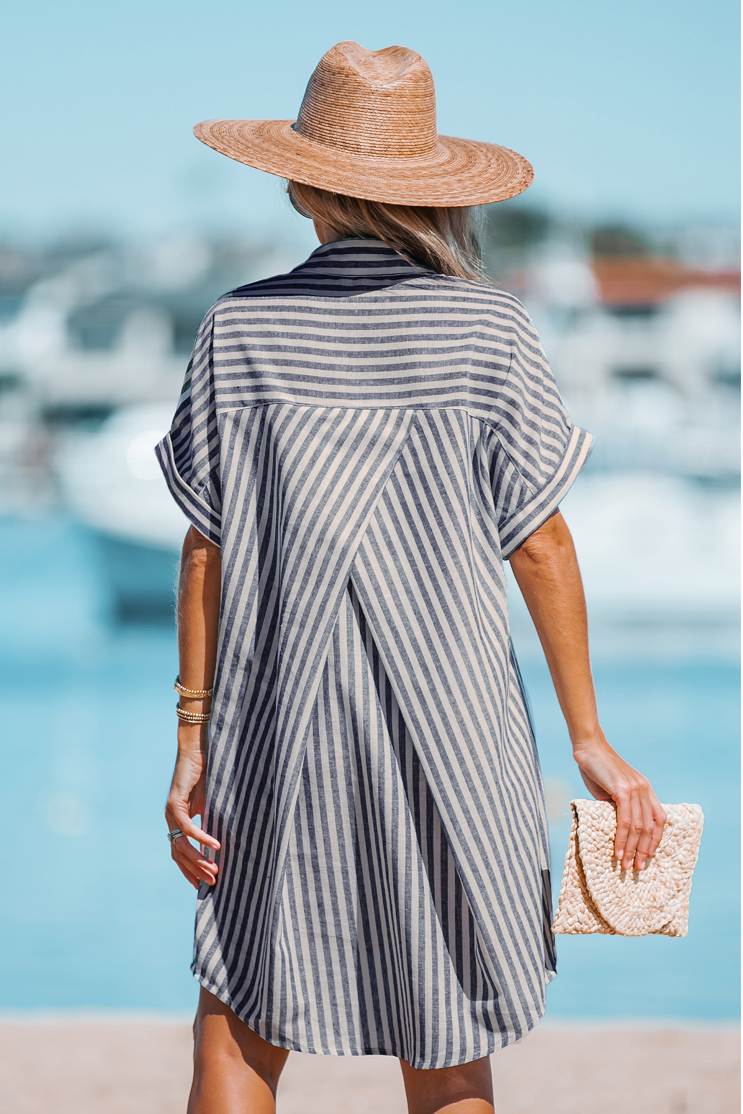 Striped Mini Shirt Dress Striped Mini Shirt Dress