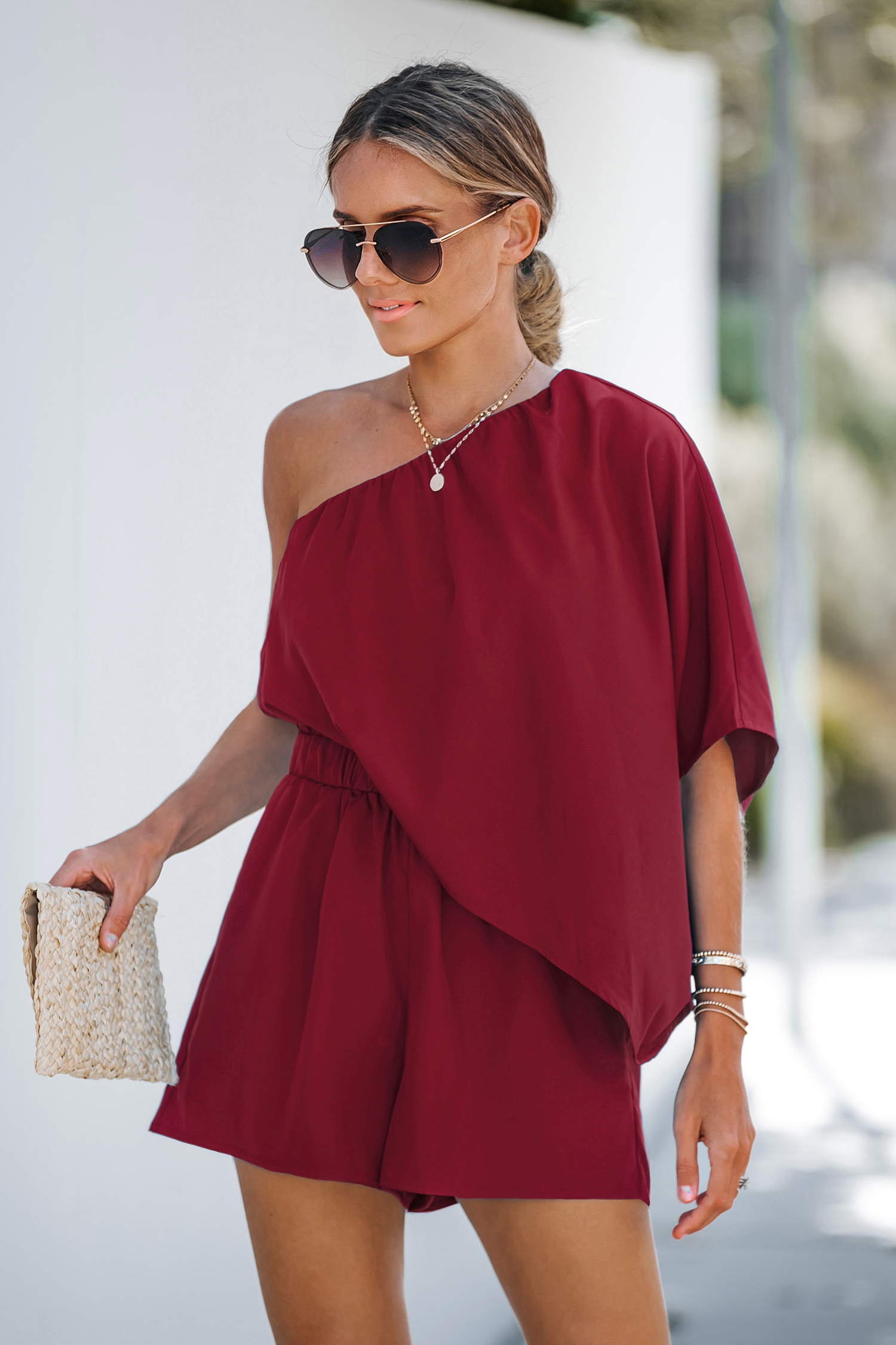 Quarter Sleeve OneShoulder Romper