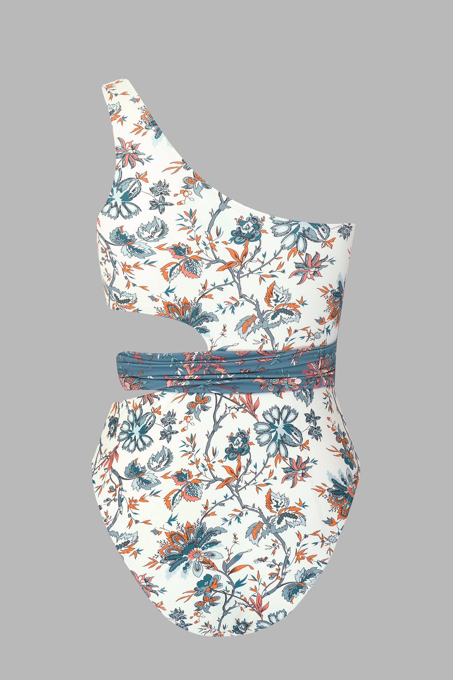 Tranquility Seaweed One Shoulder Sash One Piece Swimsuit- Cupshe AU