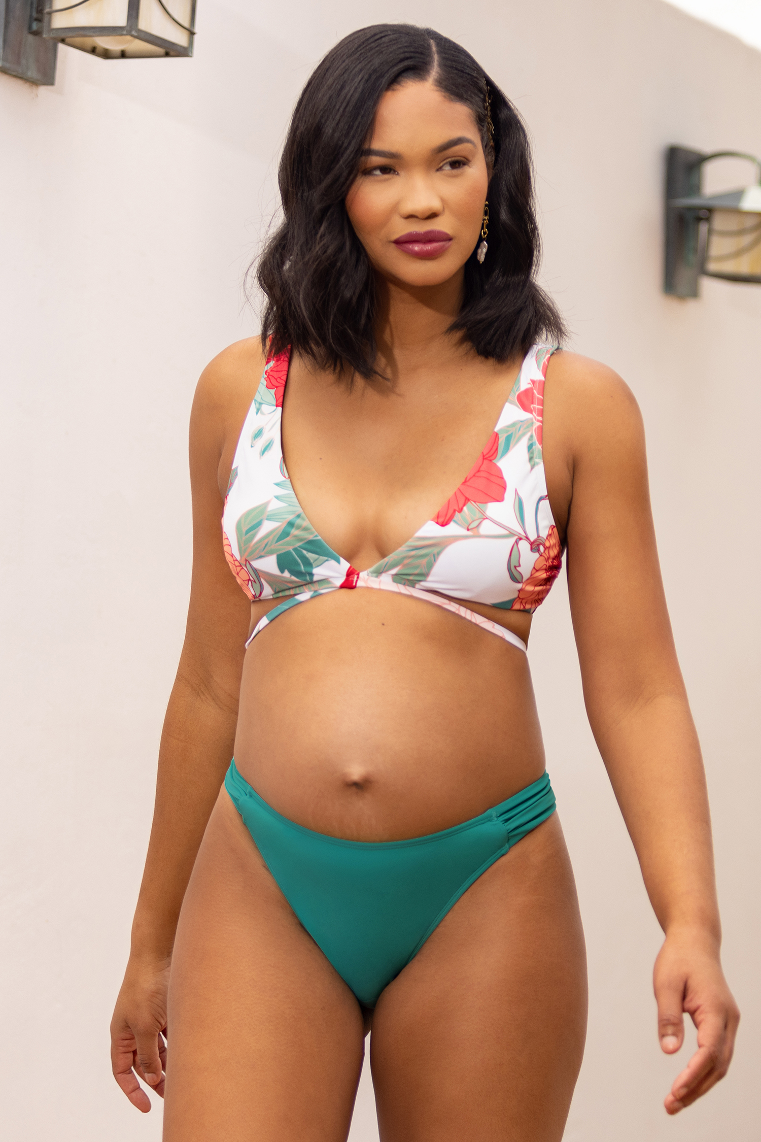 June Bloom Back Tie Top & Mid Rise Hipster Bikini Set