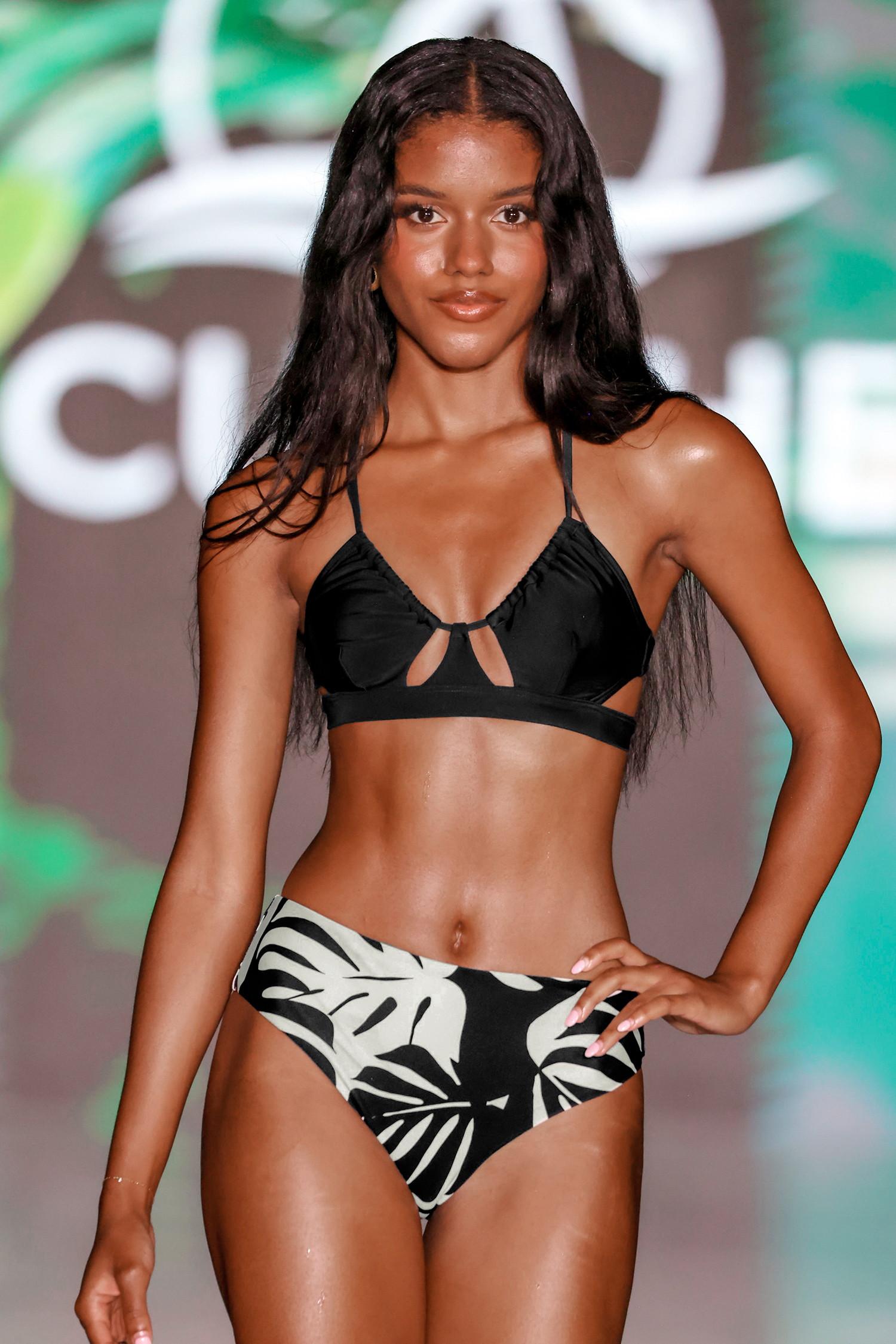 Recycled Nature Verse Cutout Cross Back Top & Mid Rise Reversible Bikini Swimsuit