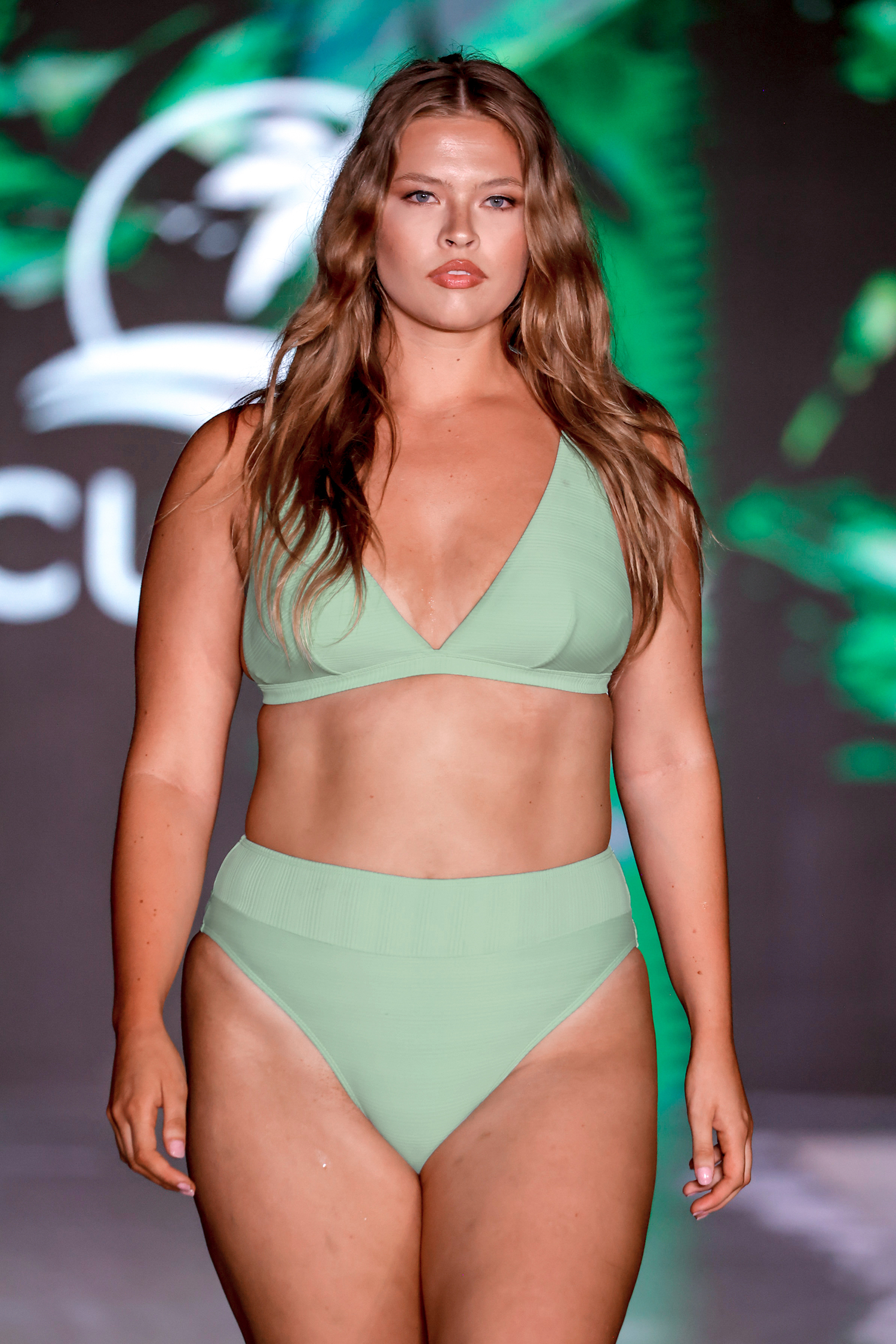 Recycled Forest Trip Rib V Neck Tall Tri Top & Cheeky High Waist Bikini Set