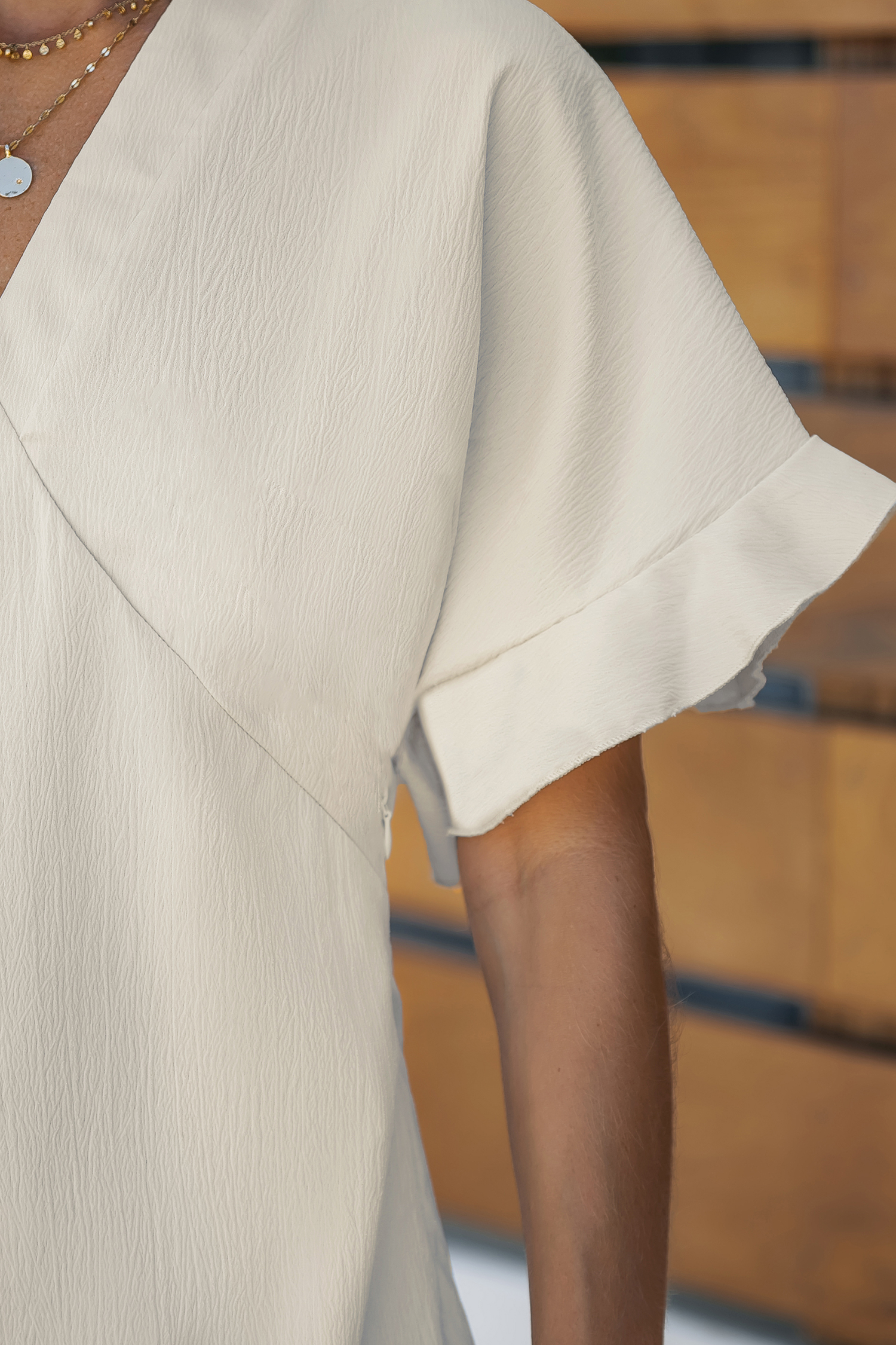 Pearl Satin Ruffled Dress