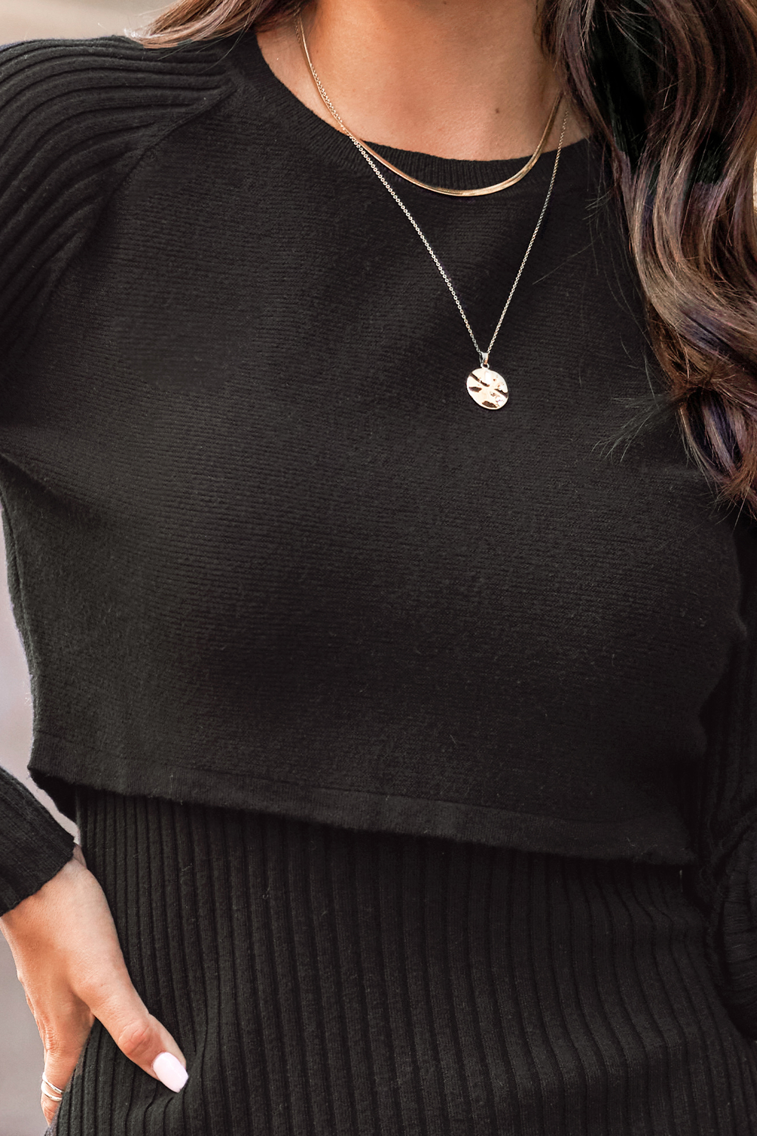 Shadow Ribbed Cropped Sweater