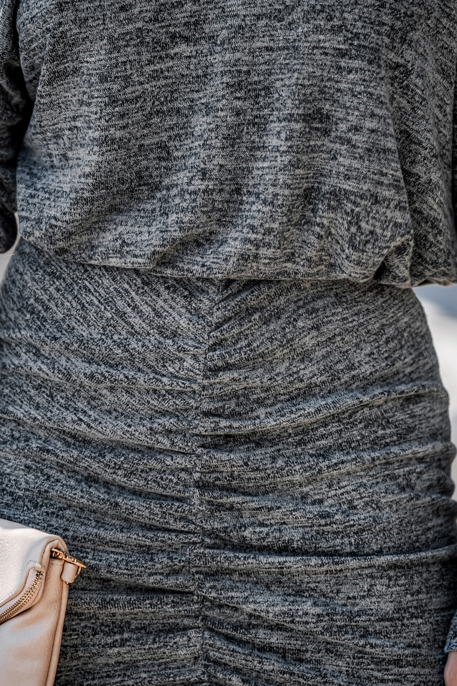 Gray One-Shoulder Ruched Dress