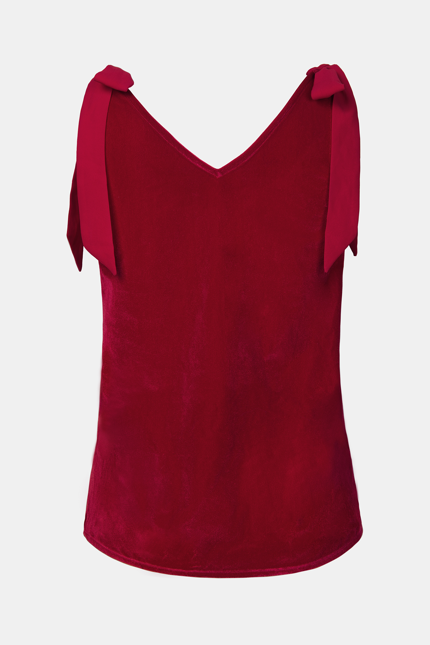 X Gabby Windey Burgundy Starlight Bow Tie Strap V-Neck Top