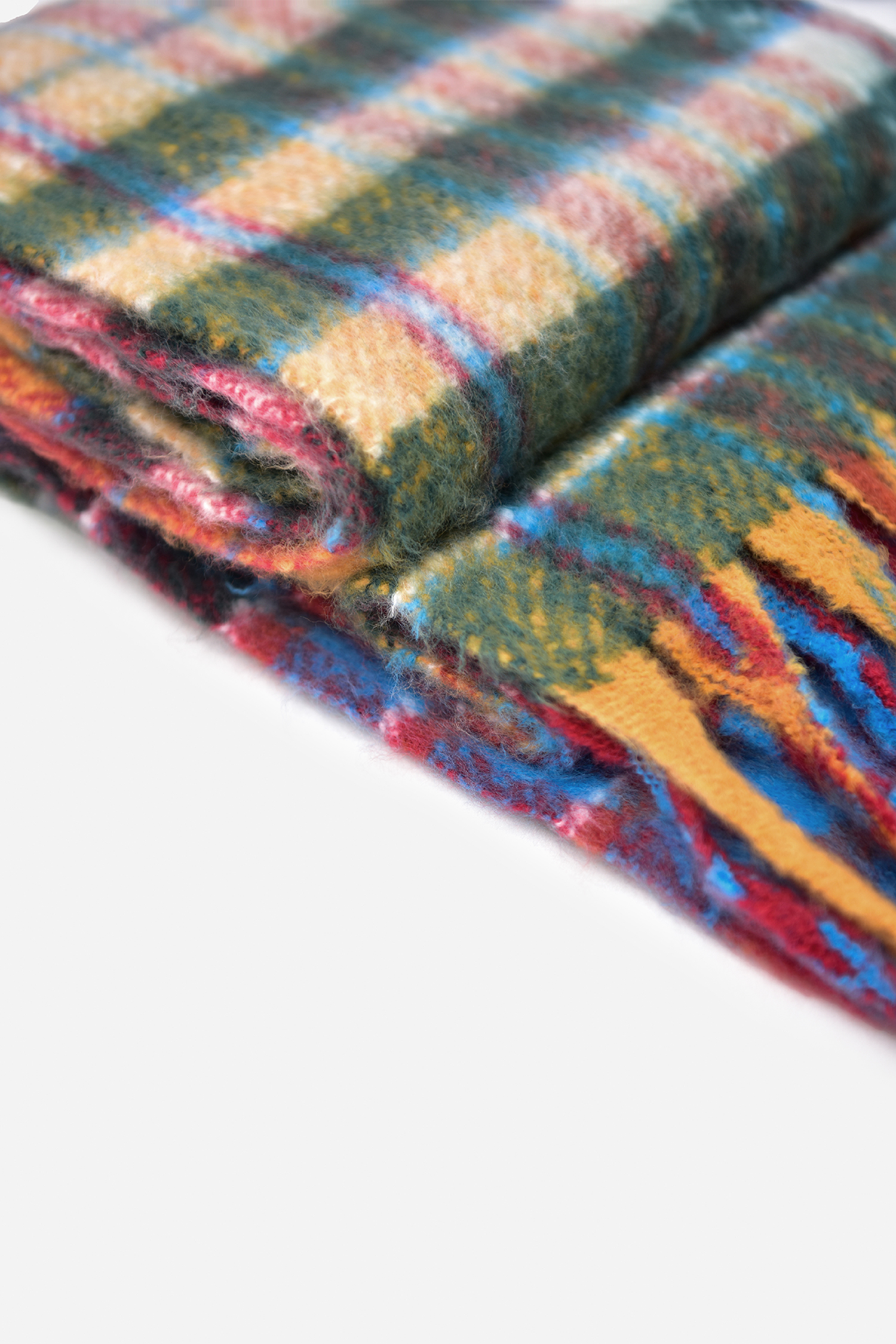 Plaid Colorblock Fringe Oblong Scarf