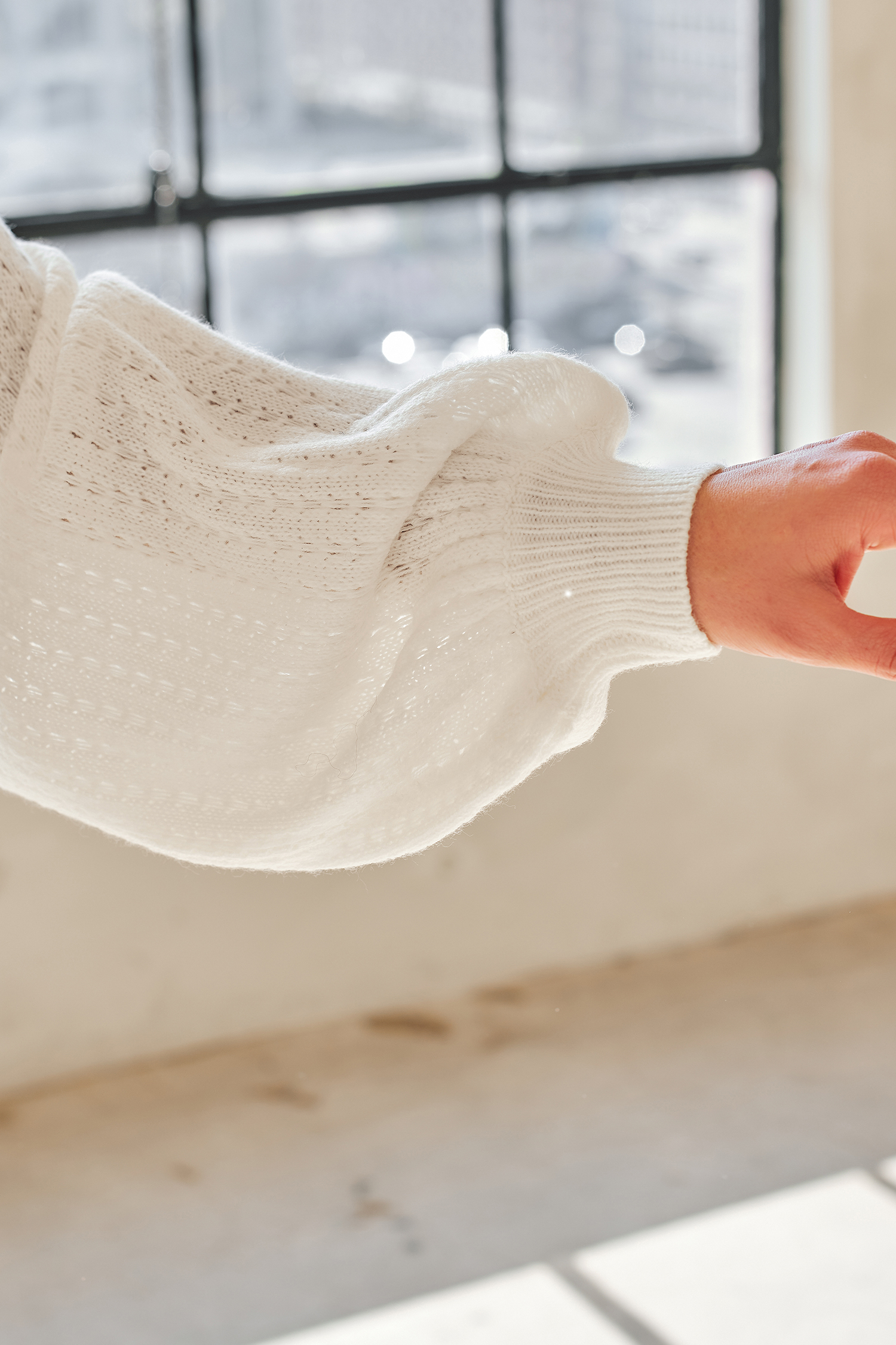 Suéter de punto Pointelle con mangas caídas