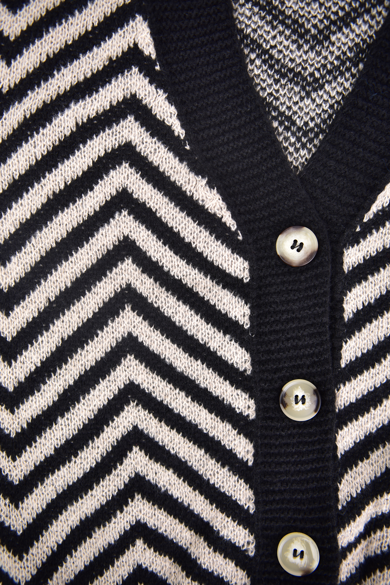 Black Space Chevron Button-Front Cardigan
