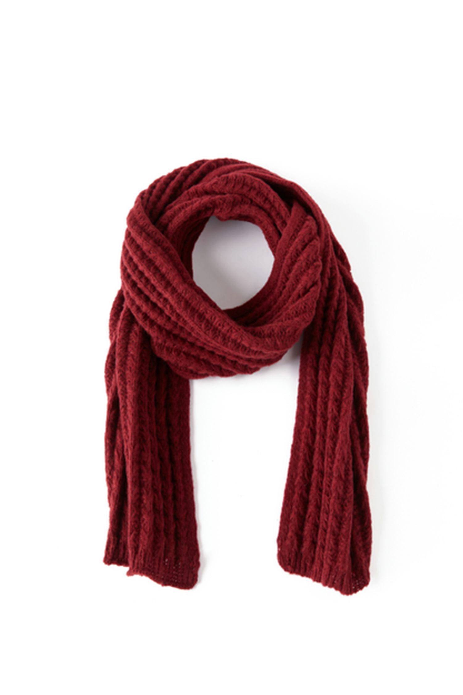 Thick Knit Red Long Scarf