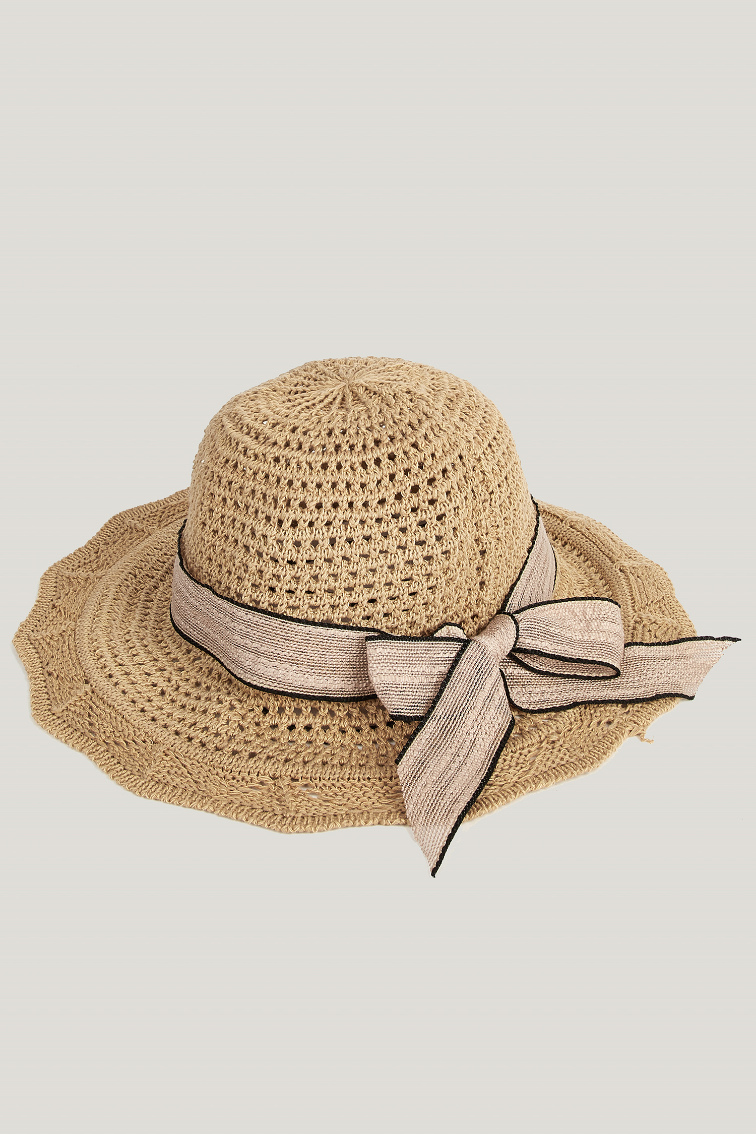 Wide Brim Ribbon Straw Hat
