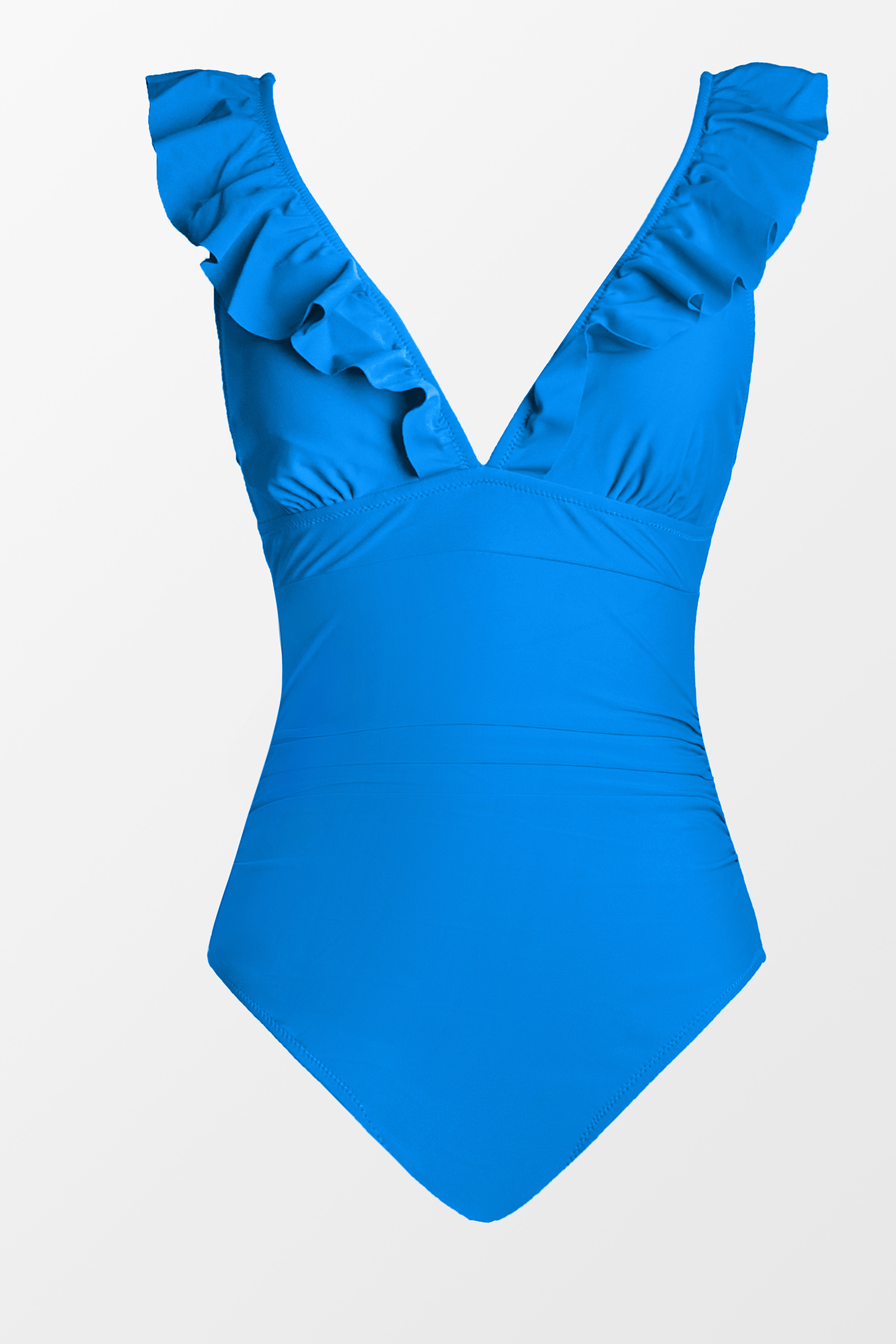 Blue Lurex Ruffled Tummy Control One Piece Swimsuit Cupshe AU