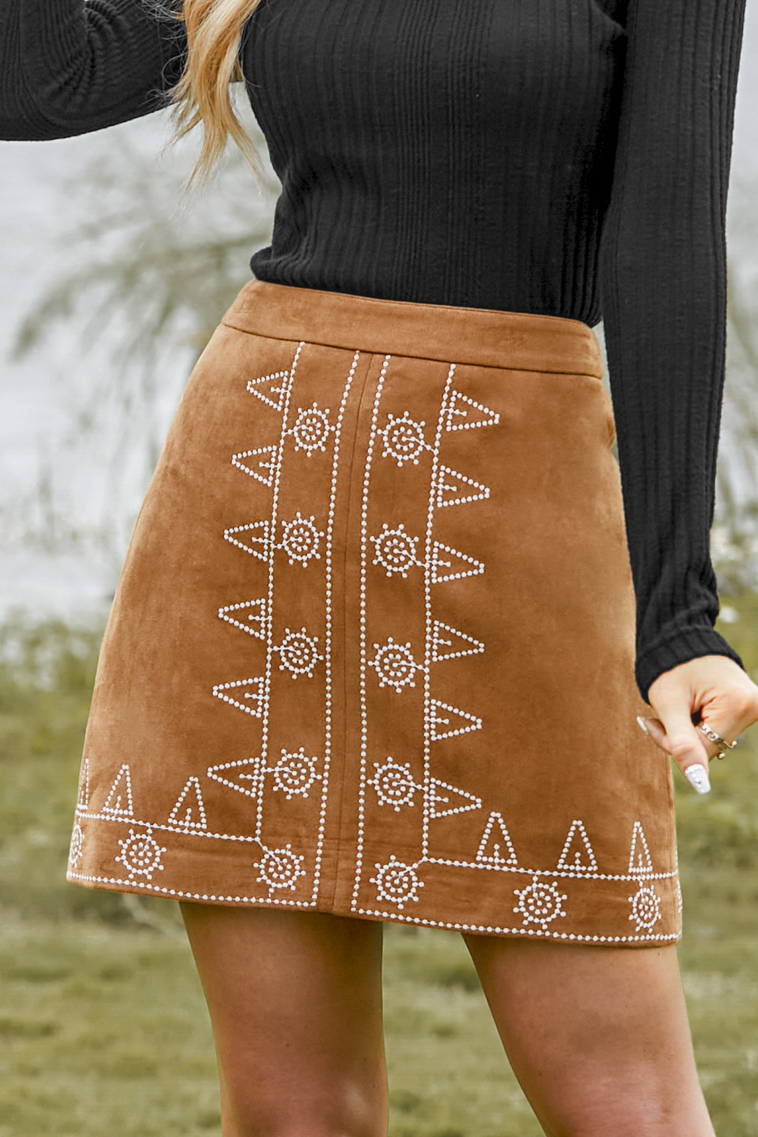 Ethnic Embroidered Mini Skirt