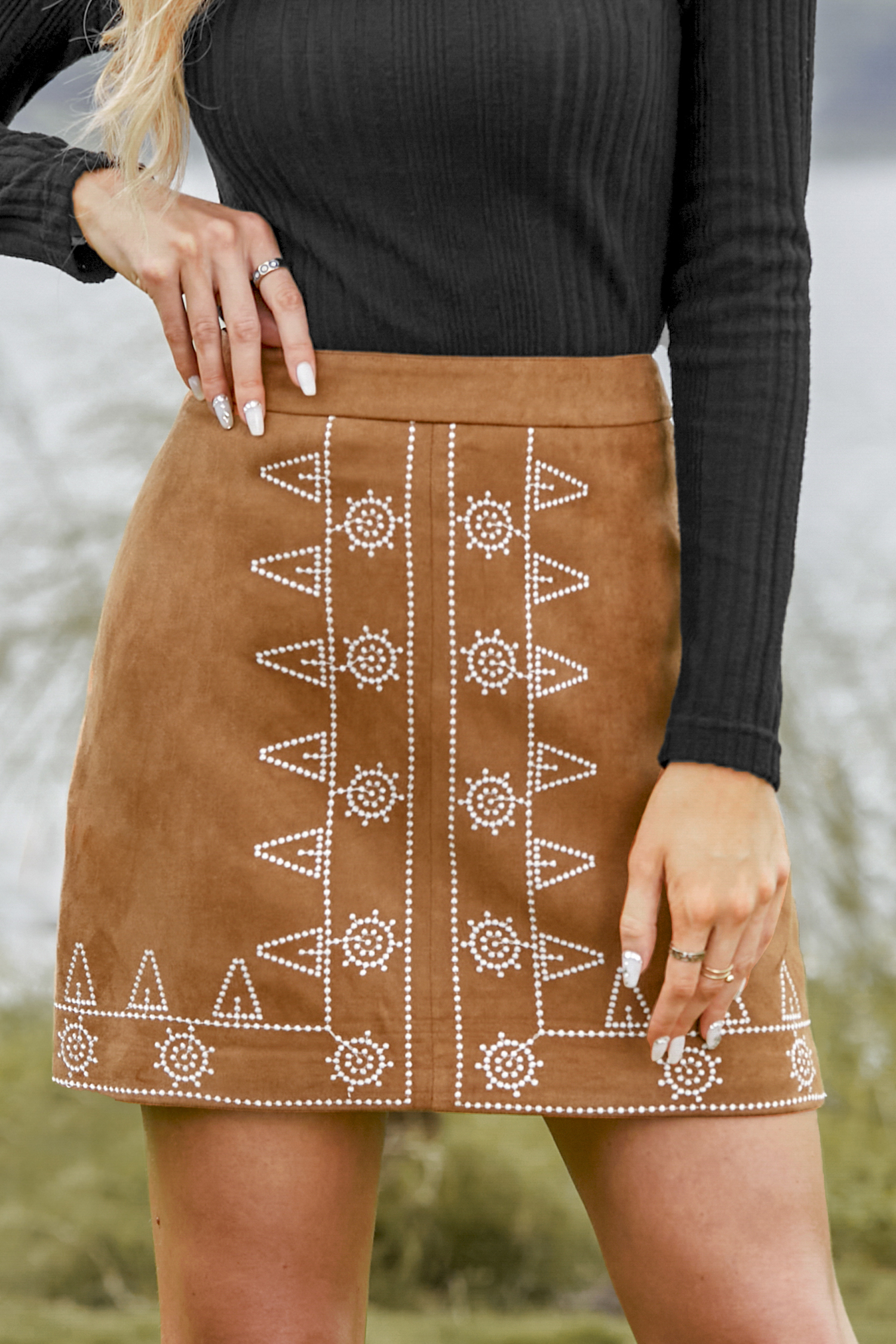 Ethnic Embroidered Mini Skirt