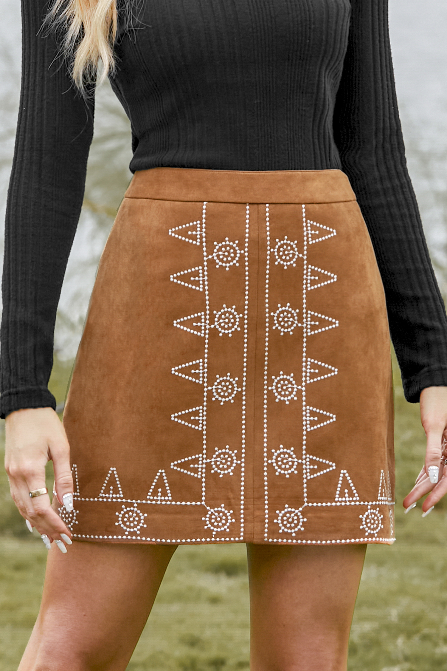 Ethnic Embroidered Mini Skirt