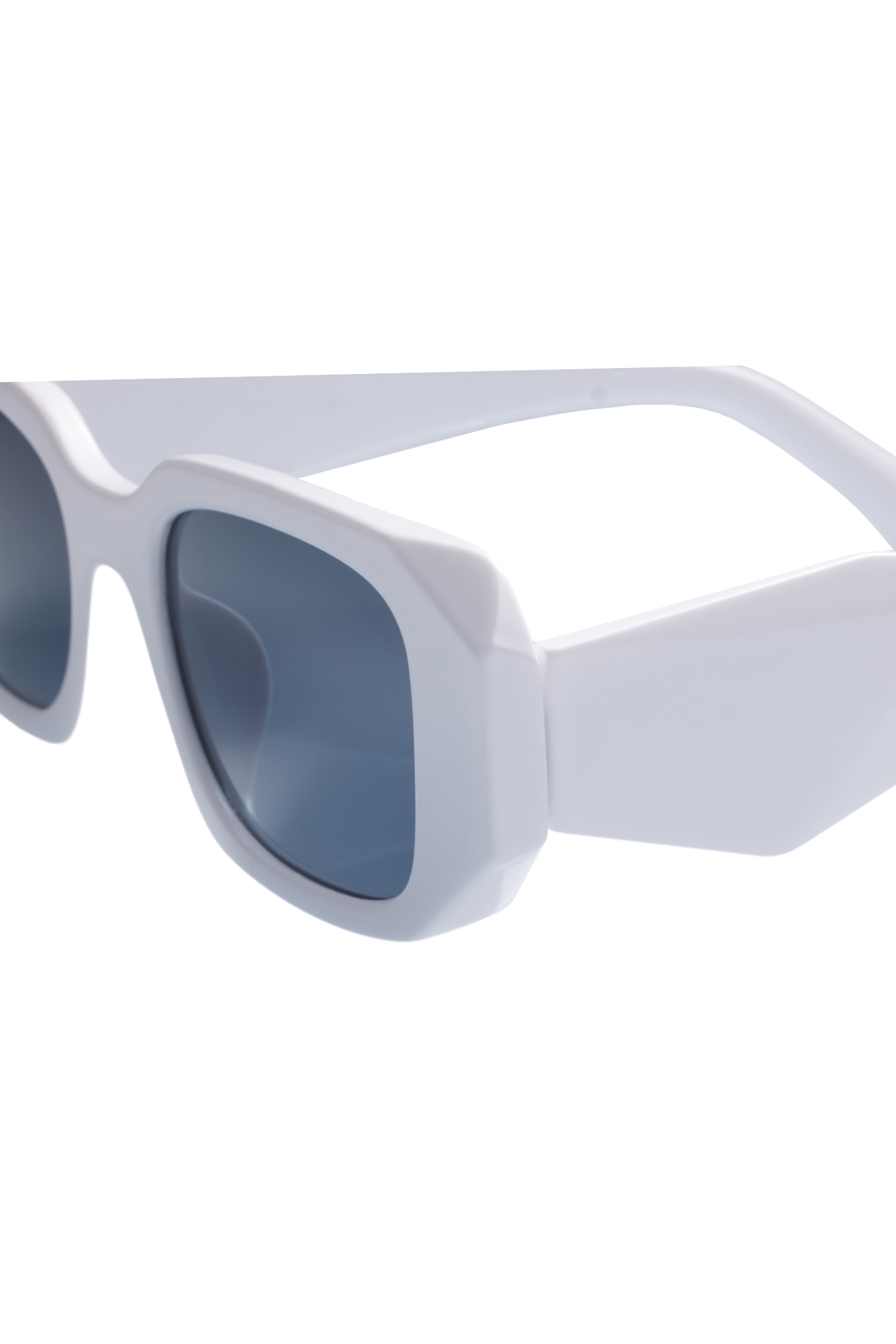 White Square Plastic Frame Sunglasses
