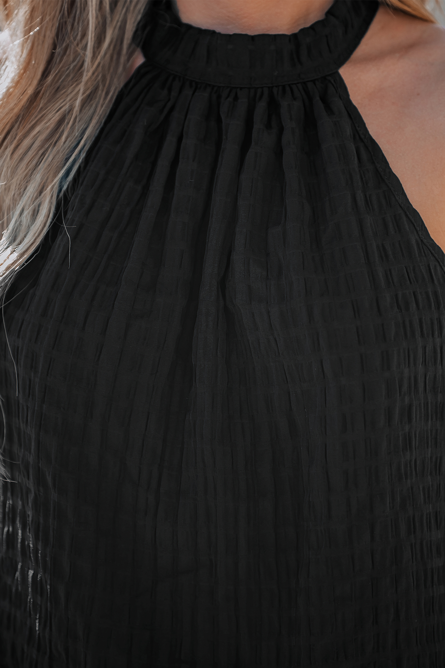 Textured High Neck Top