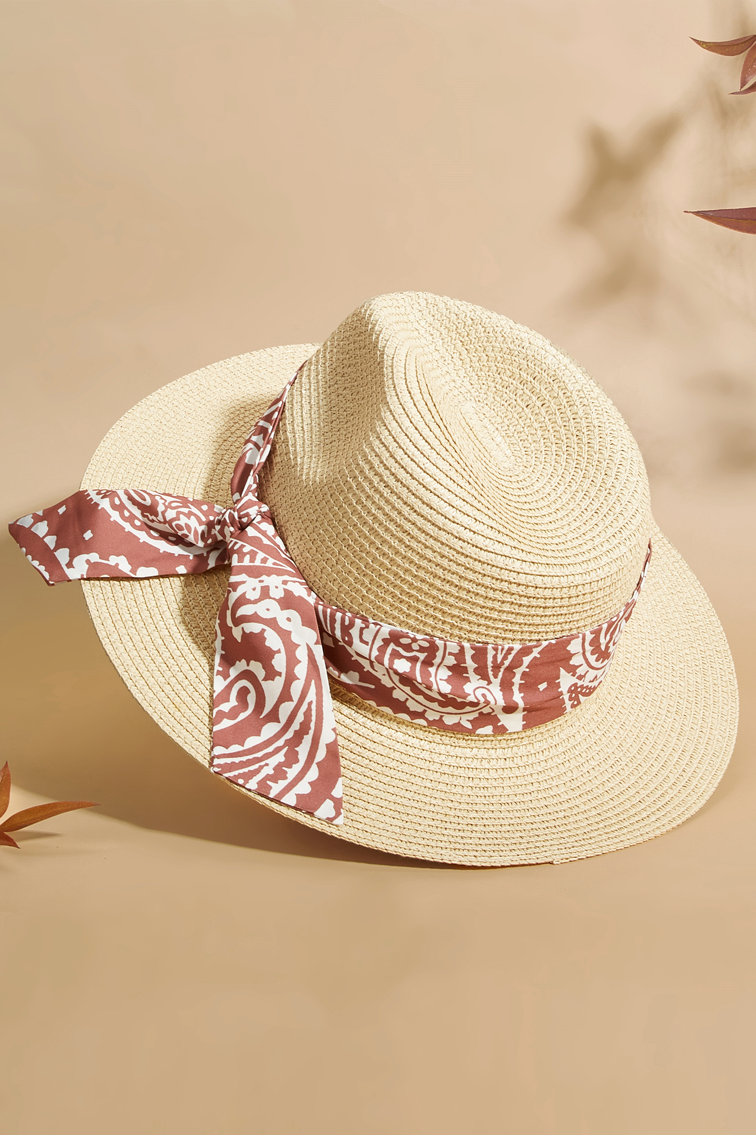 Neutral BandanaBand Straw Hat