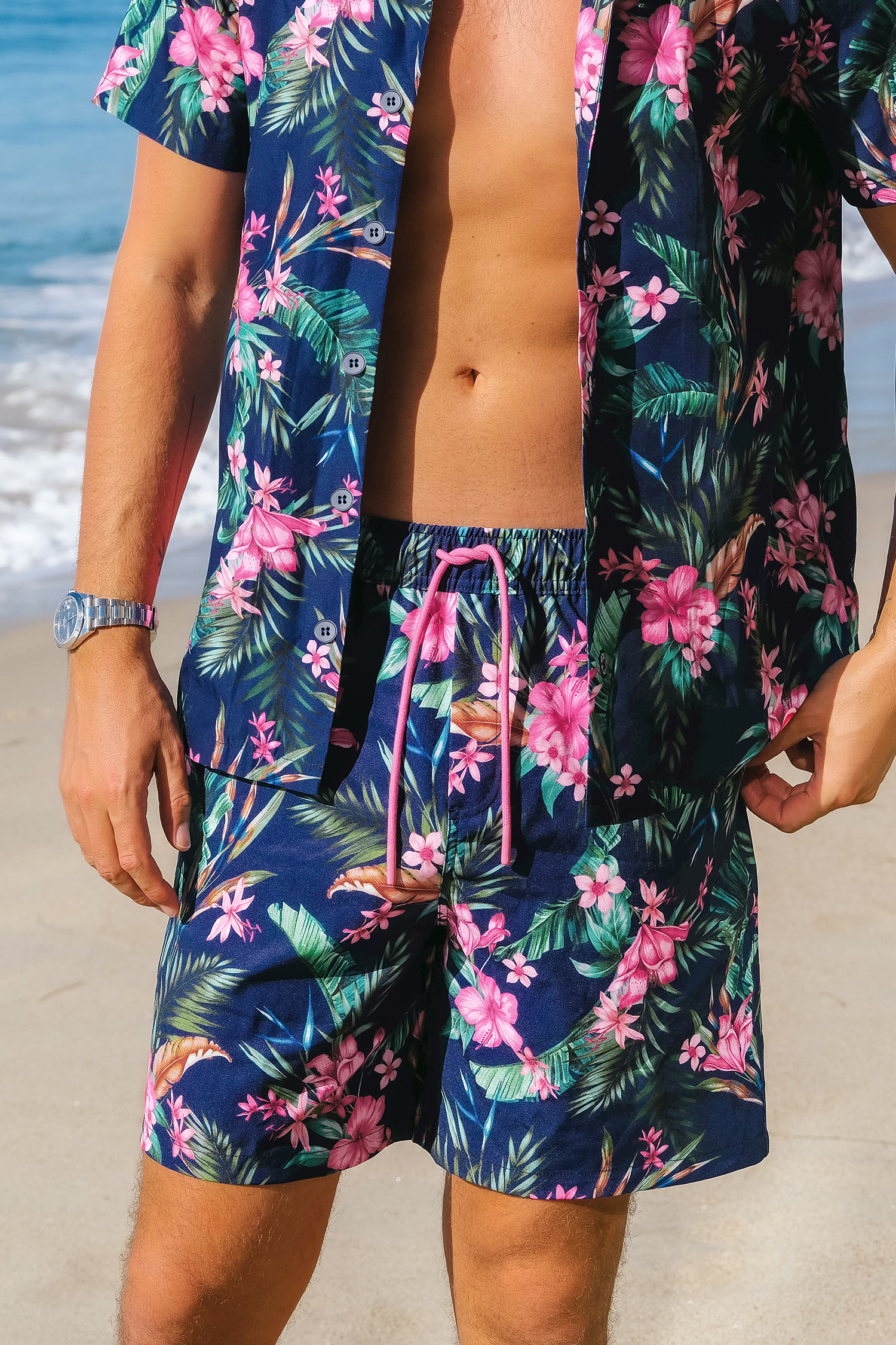 Night Orchid Tropical Board Shorts
