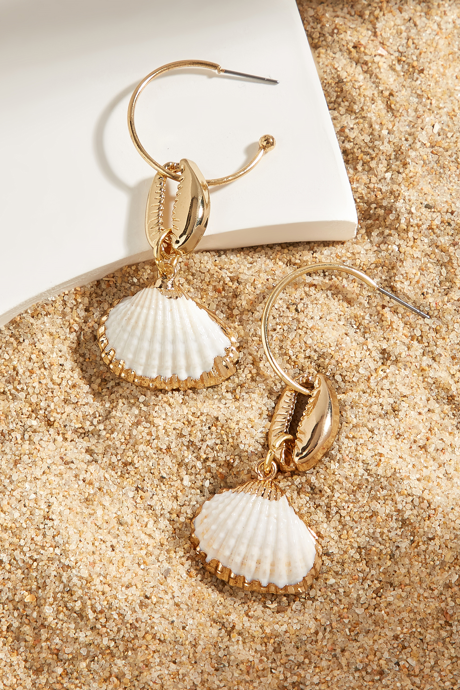 Gold-Tone Cowrie & Seashell Drop Earrings