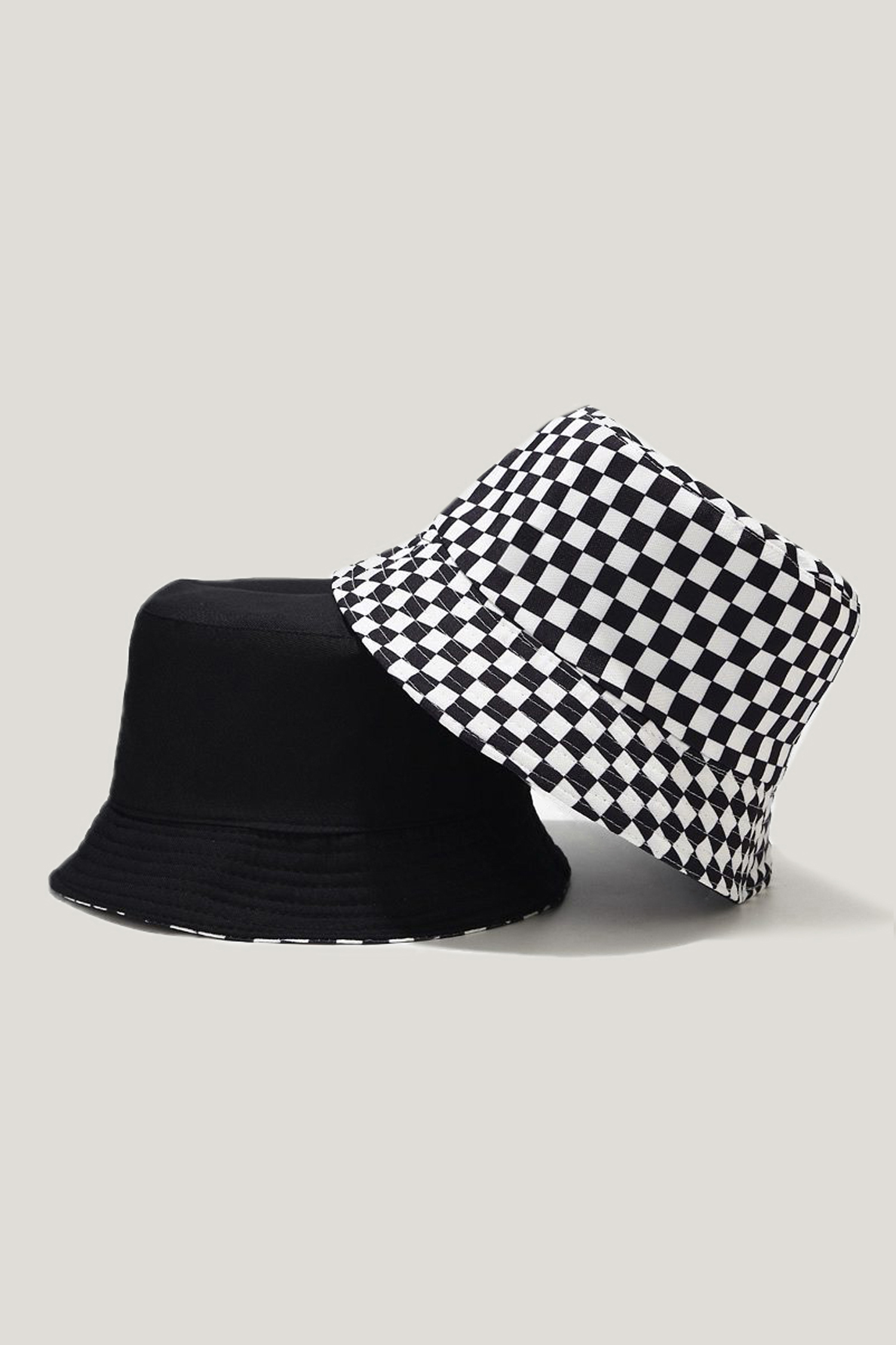 Reversible Checkered Bucket Hat