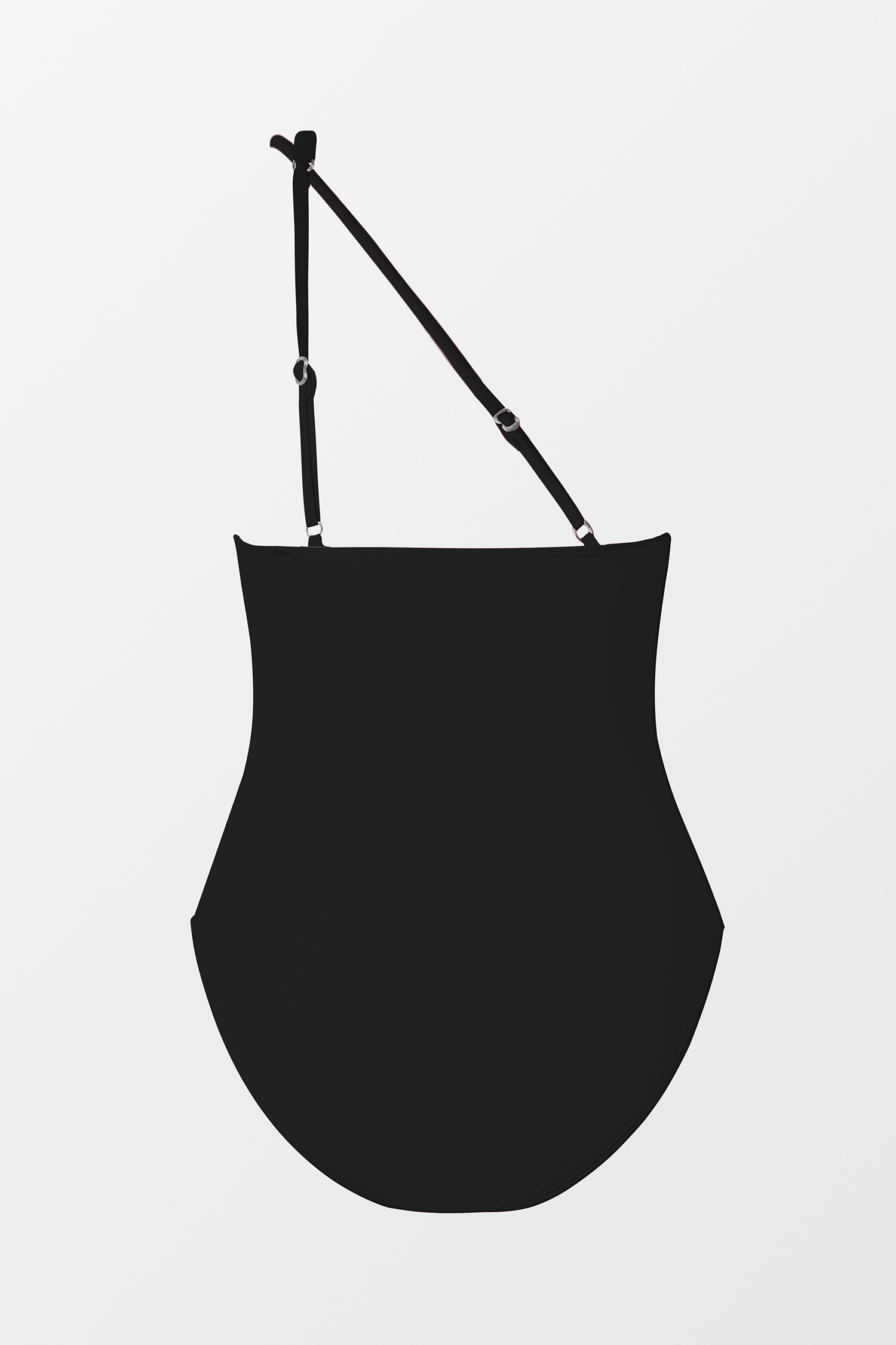 Black Asymmetrical Neck Cutout Cheeky One Piece Swimsuit