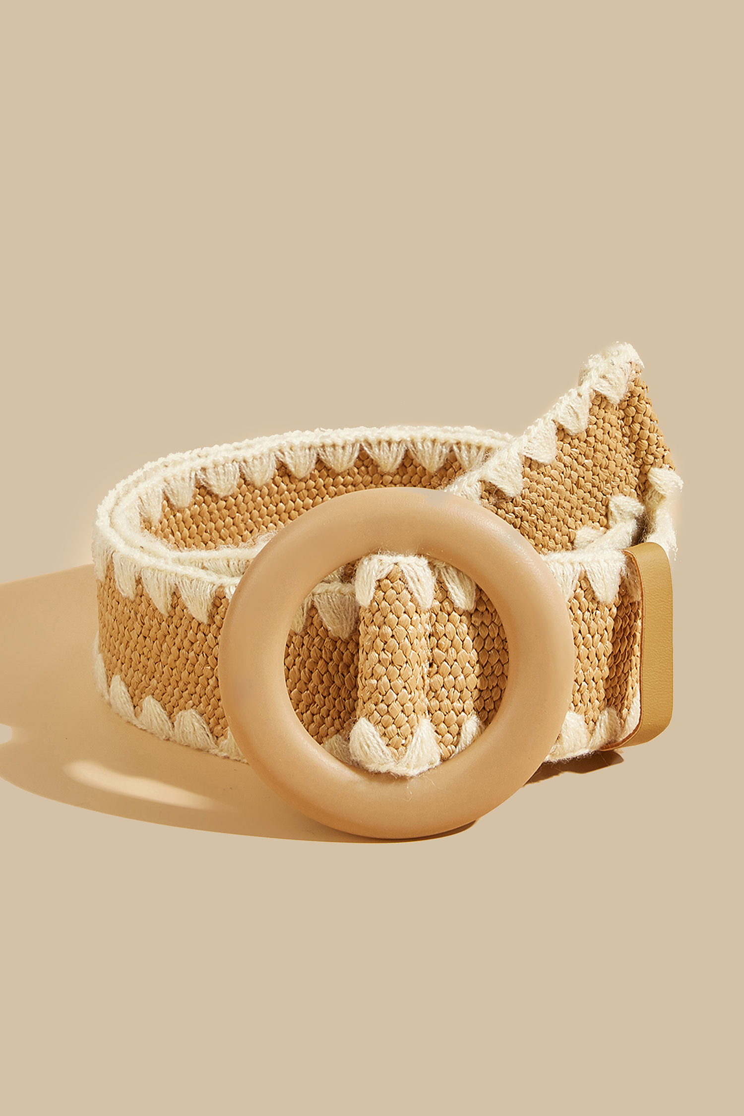 Round Buckle Straw Belt