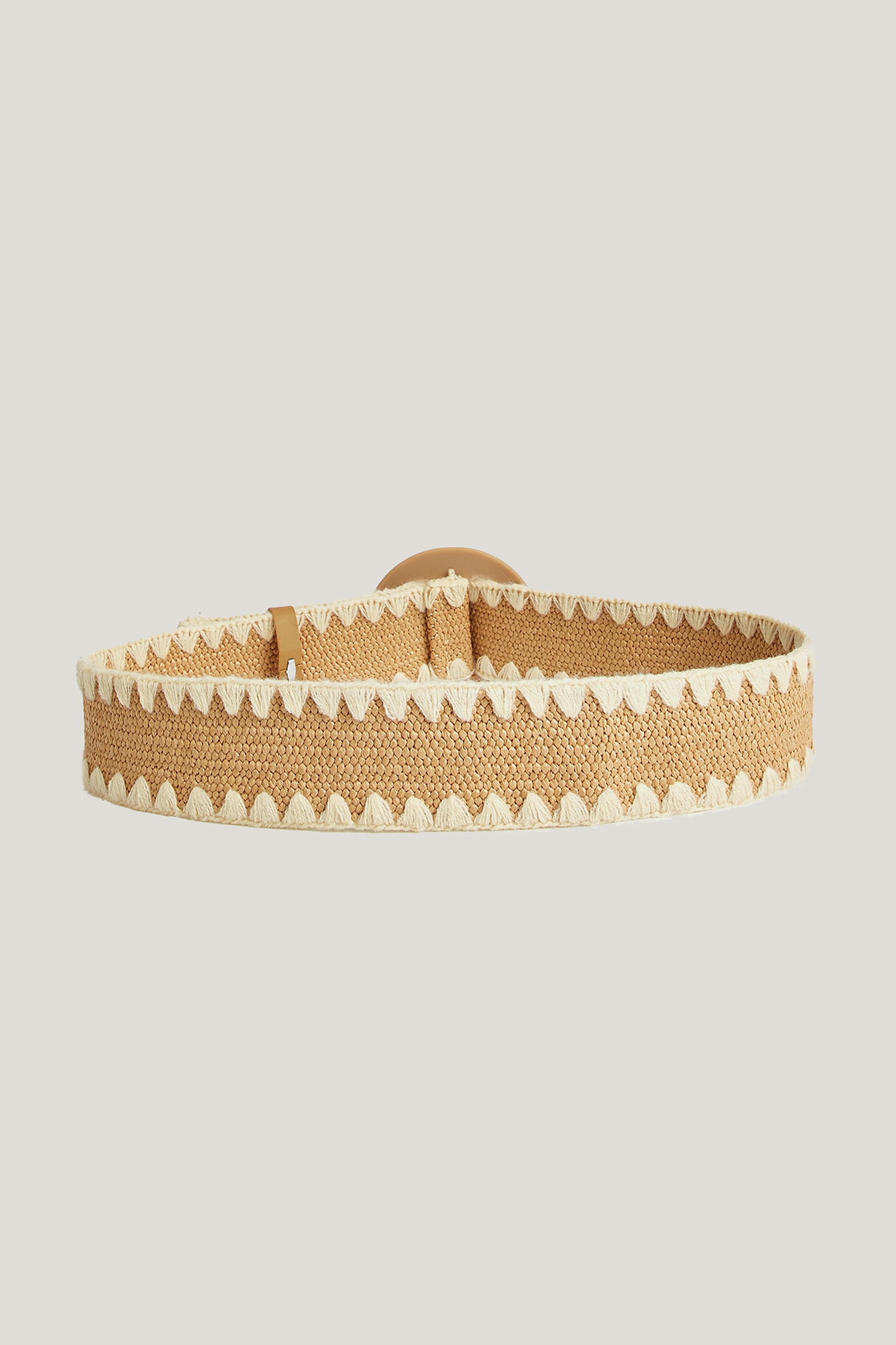 Round Buckle Straw Belt
