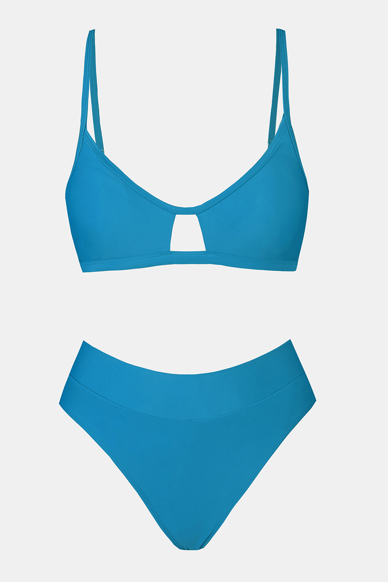 Blue Cutout Top & Banded Bikini SwimsuitCupshe UK
