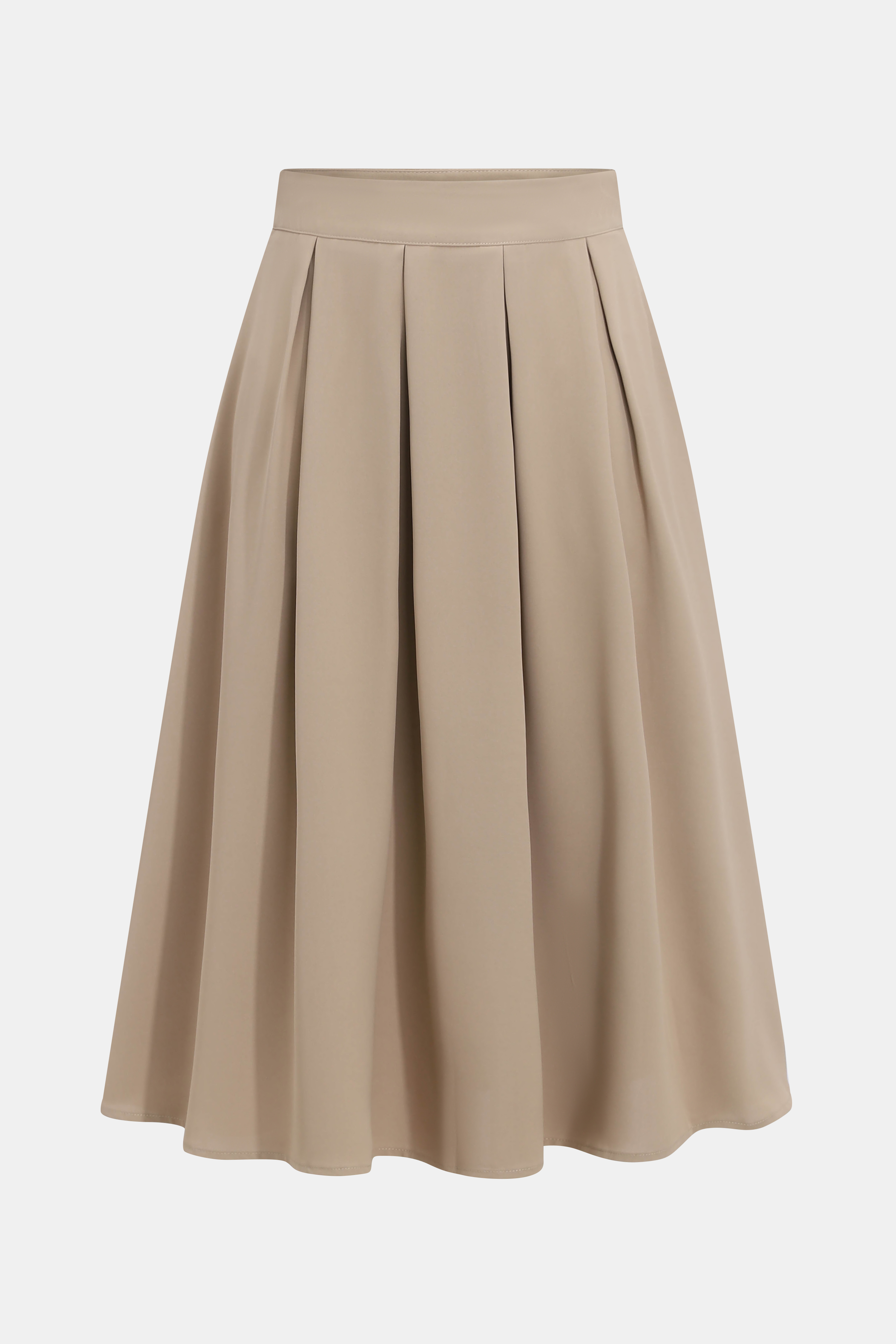 Falda larga plisada camel