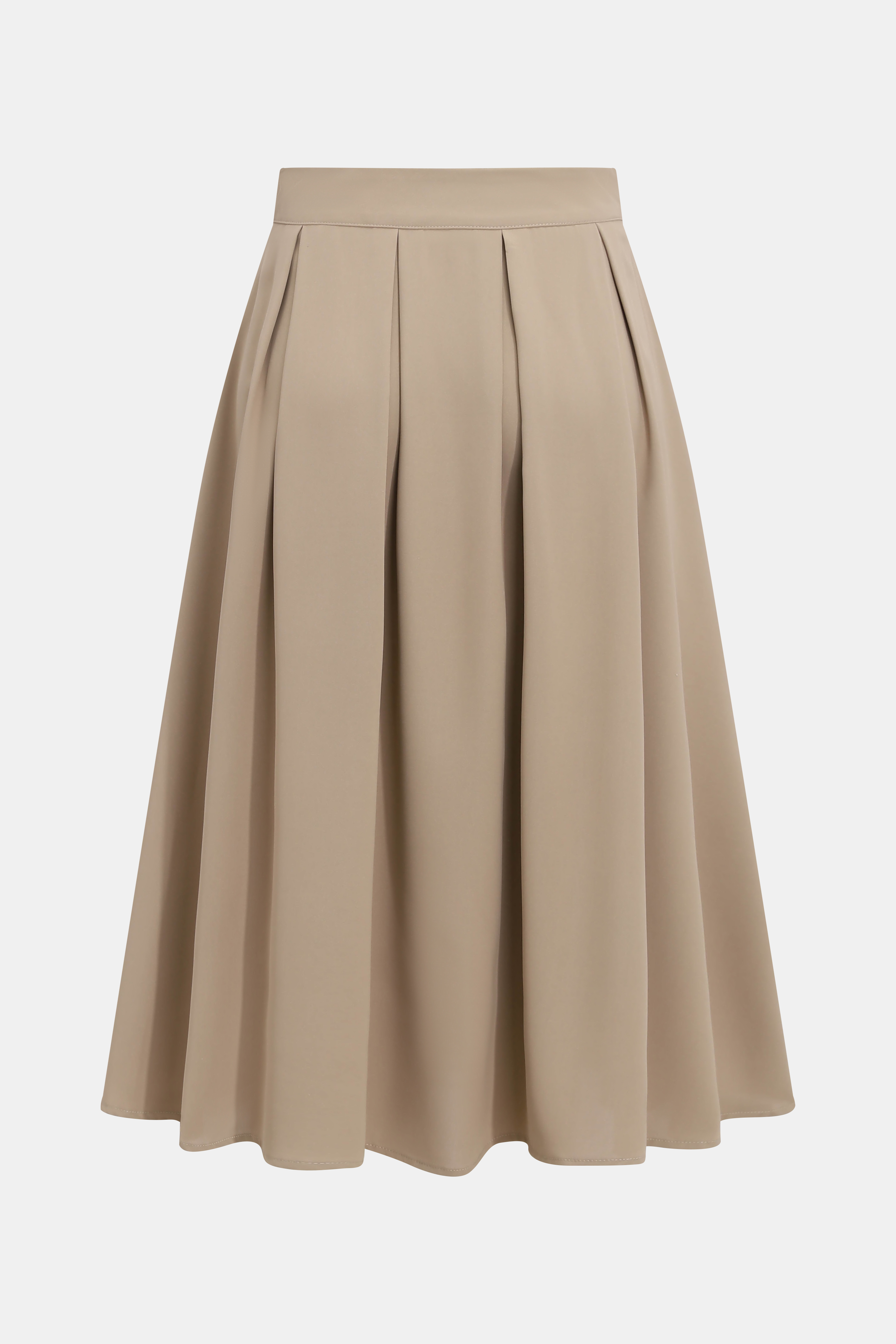 Falda larga plisada camel