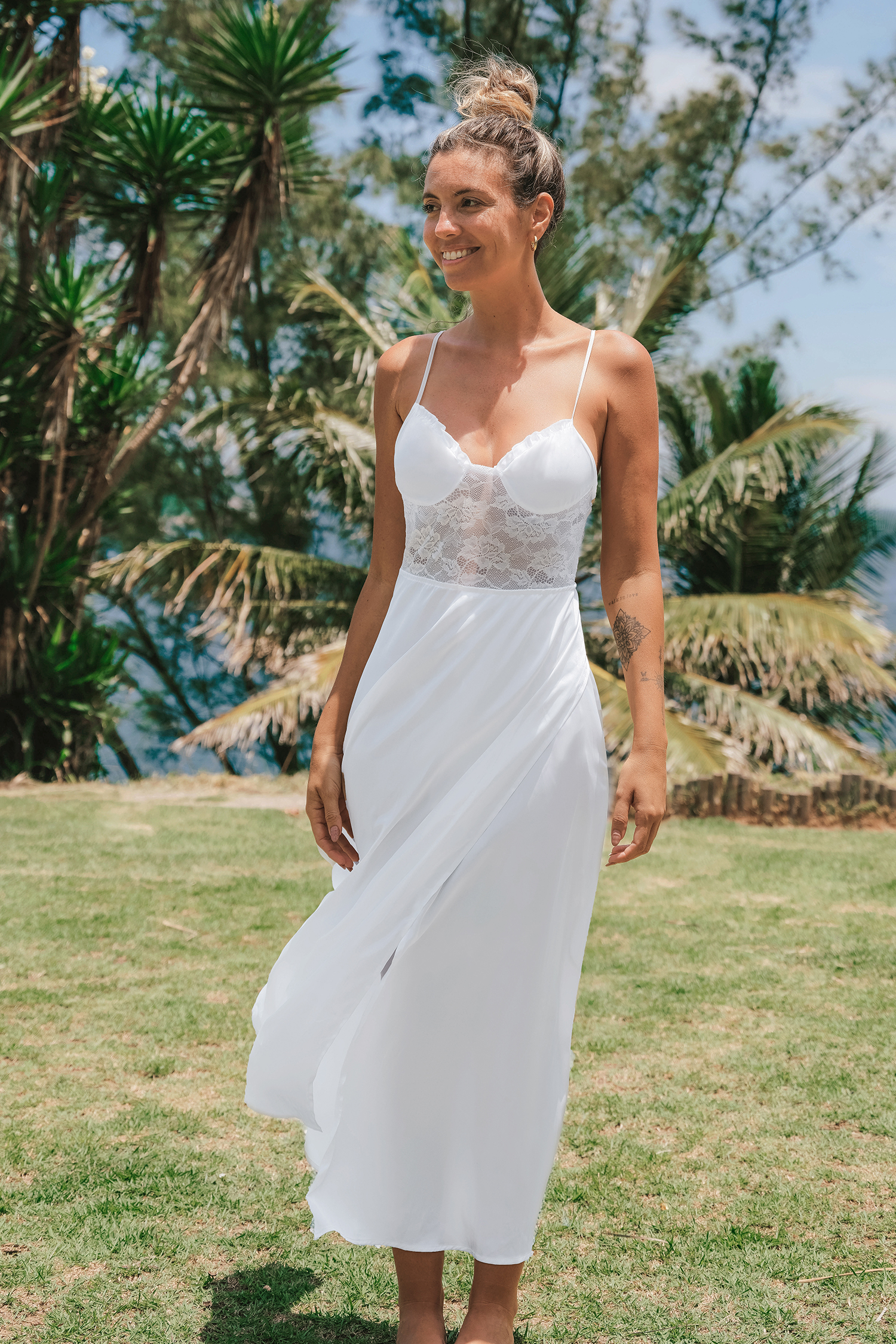 【SINOON】24SS Lace Flower Slip Dress (White) SINOON